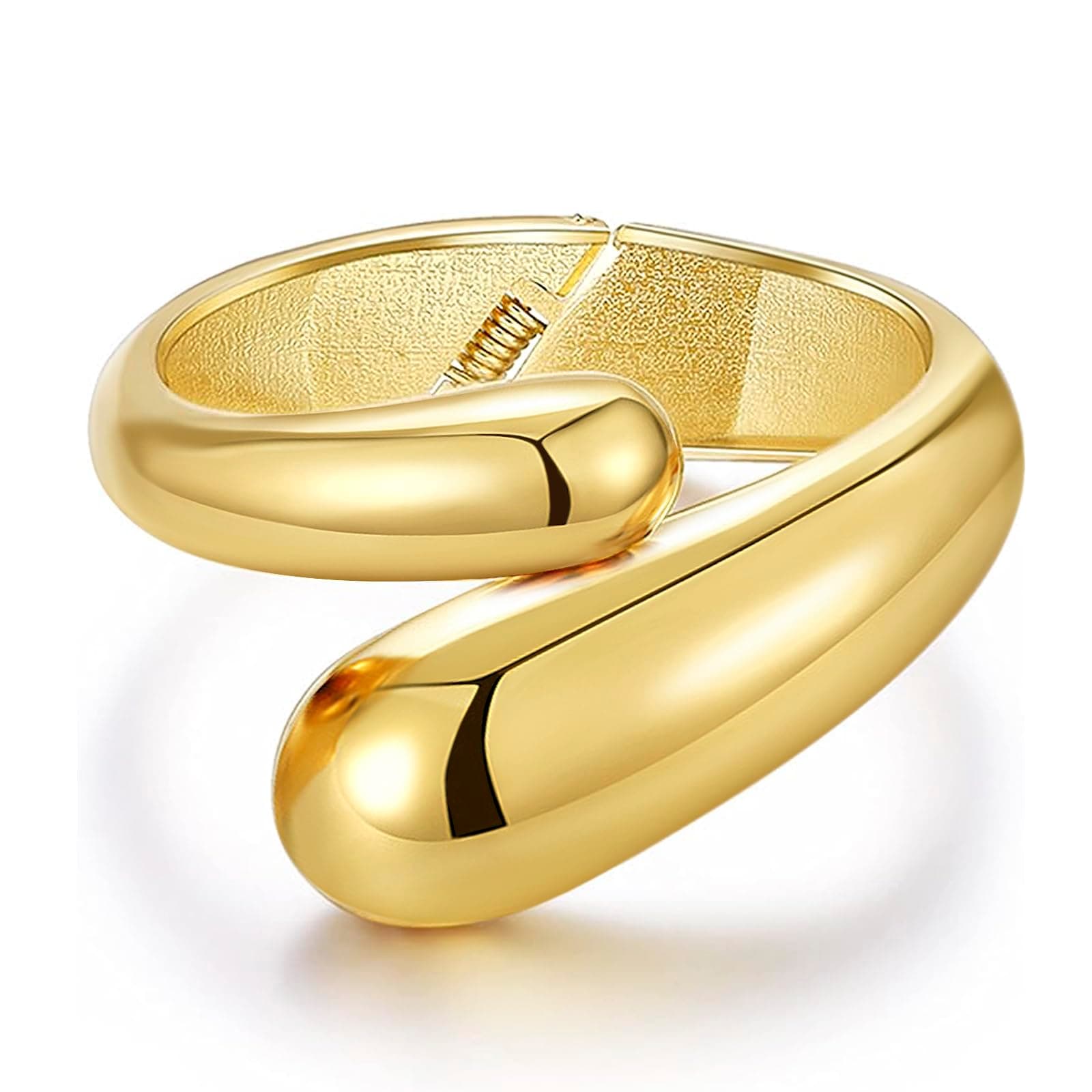 fersltilyChunky 14K Gold Plated Cuff Bracelets Bangle Bracelets for Women 14K Gold Polished Thick Waterdrop Statement Bracelet Open Cuff Bracelet Gifts for Women Jewelry Trendy