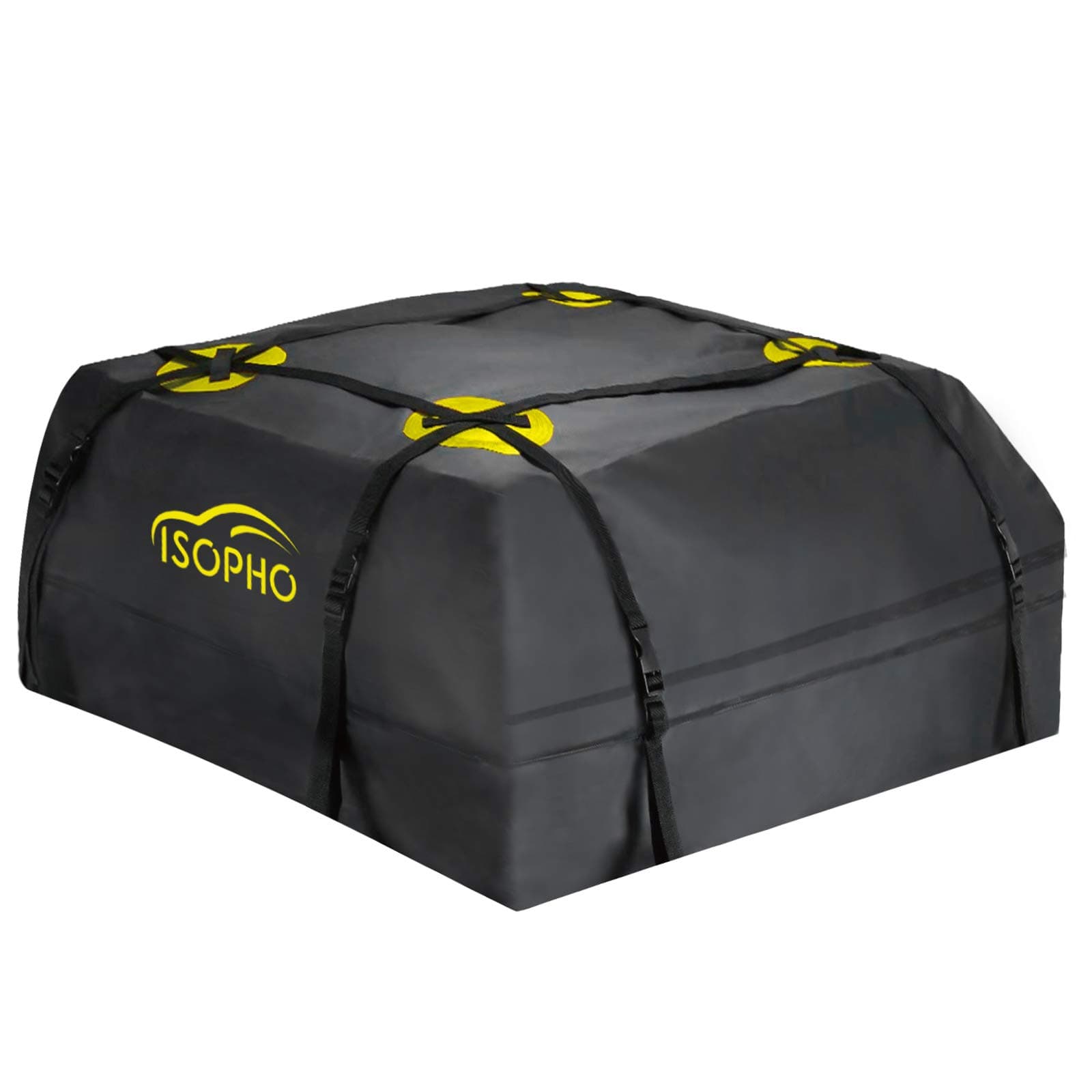 ISOPHO Rooftop Cargo Carrier, 20 Cubic ft Waterproof Car Top Carrier with 6 Heavy-Duty Straps, Durable Car Roof Cargo Carrier Soft Roof Bag Suitable for All Vehicles with/Without Rack (40"x40"x20")