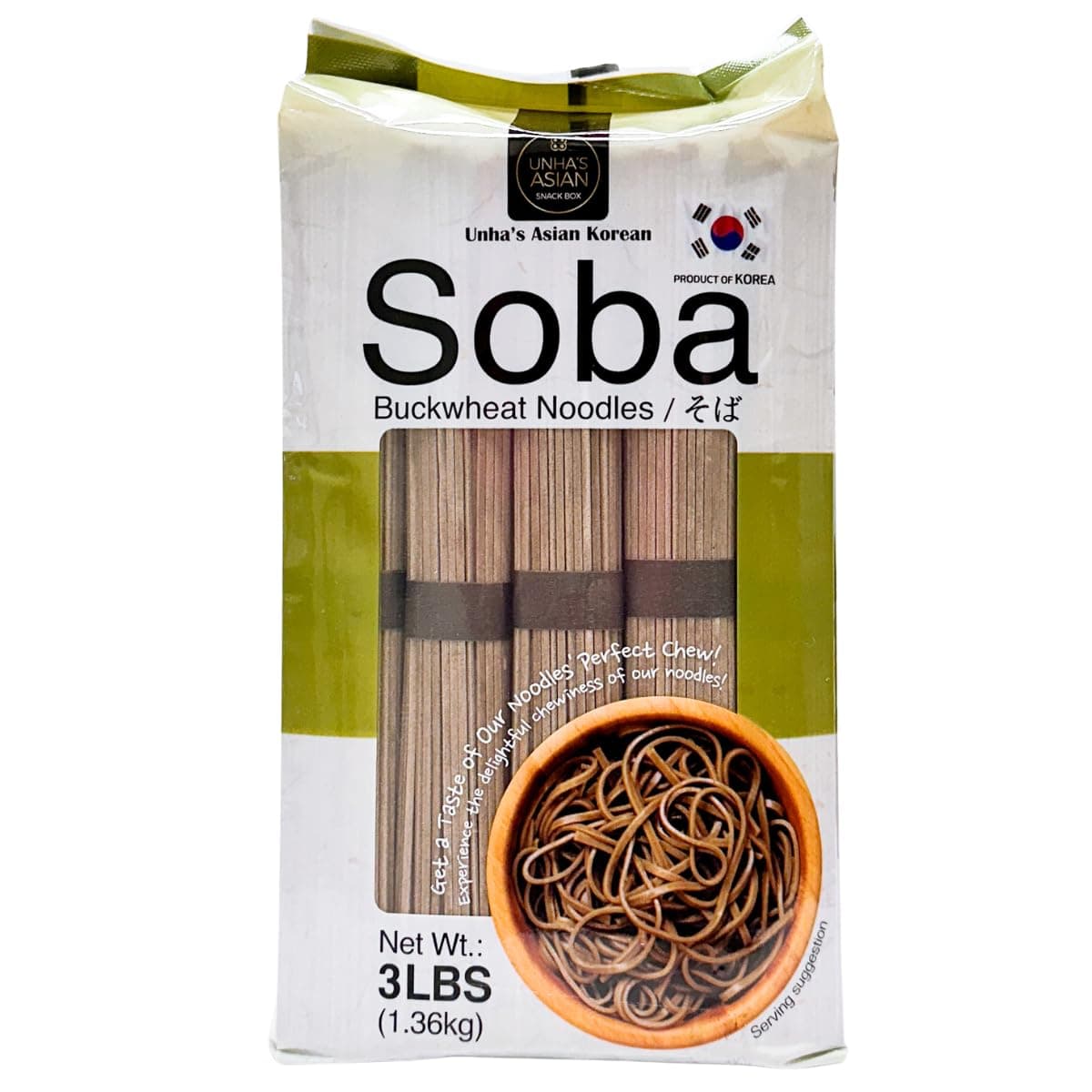 Unha Japanese Buckwheat Noodles, Air Dried Soba Noodle 3 Simply Ingredients, Quick, Easy, Cold Soup or Hot Soup - 3LB Per Pack