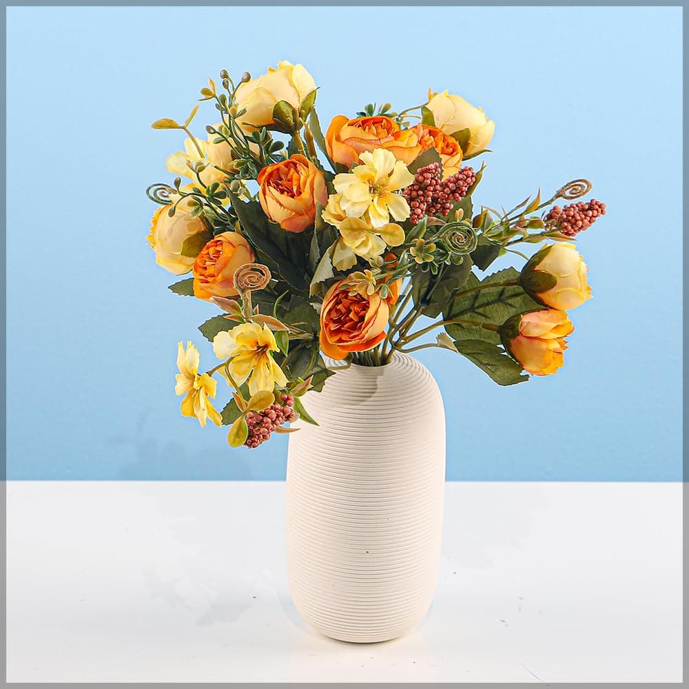 Yatai Artificial Mini Flower Bunches for Vase Filling and Other Decorations 3 pcs | Artificial Flowers for Home Office Decorations | Real Look Multi Flowers (Yellow)