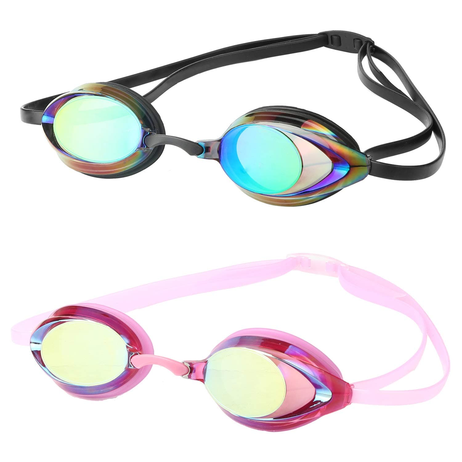 Swim Goggles, Swimming Goggles 2 Pack Anti Fog UV Protection No Leaking for Adult, Men, Women, Youth