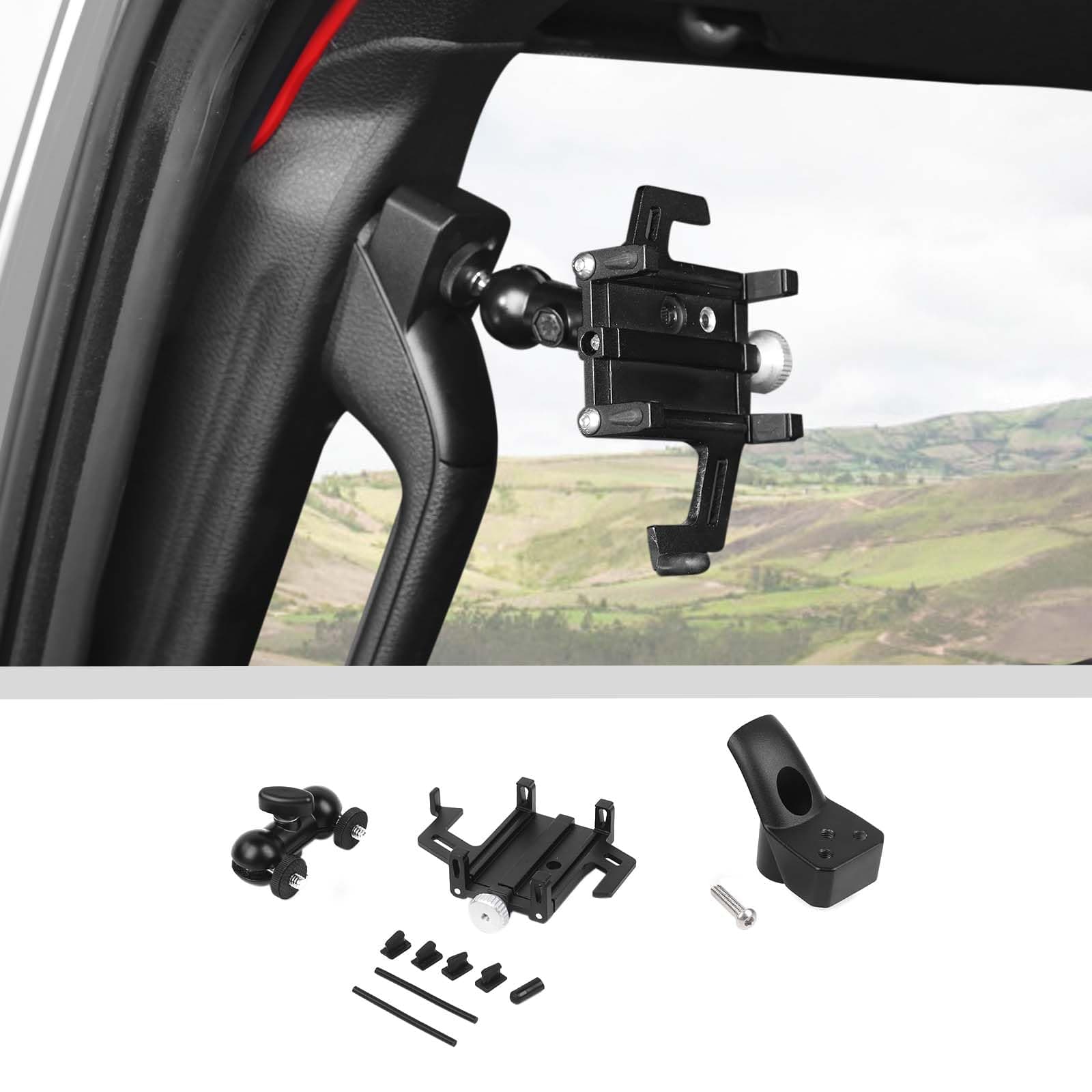 JWWY for Jeep Universal Phone Holder Mount A-Pillar Handle Adjustable Phone Holder for 2024 Jeep Wrangler JL JLU & Gladiator JT Interior Accessories
