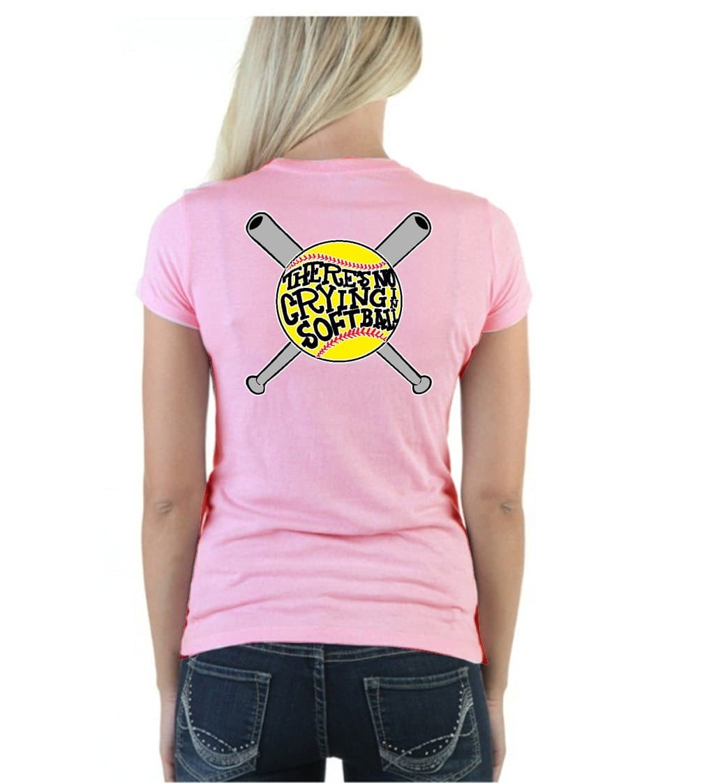Softball No Crying - Ladies X-Large - T-Shirt Pink