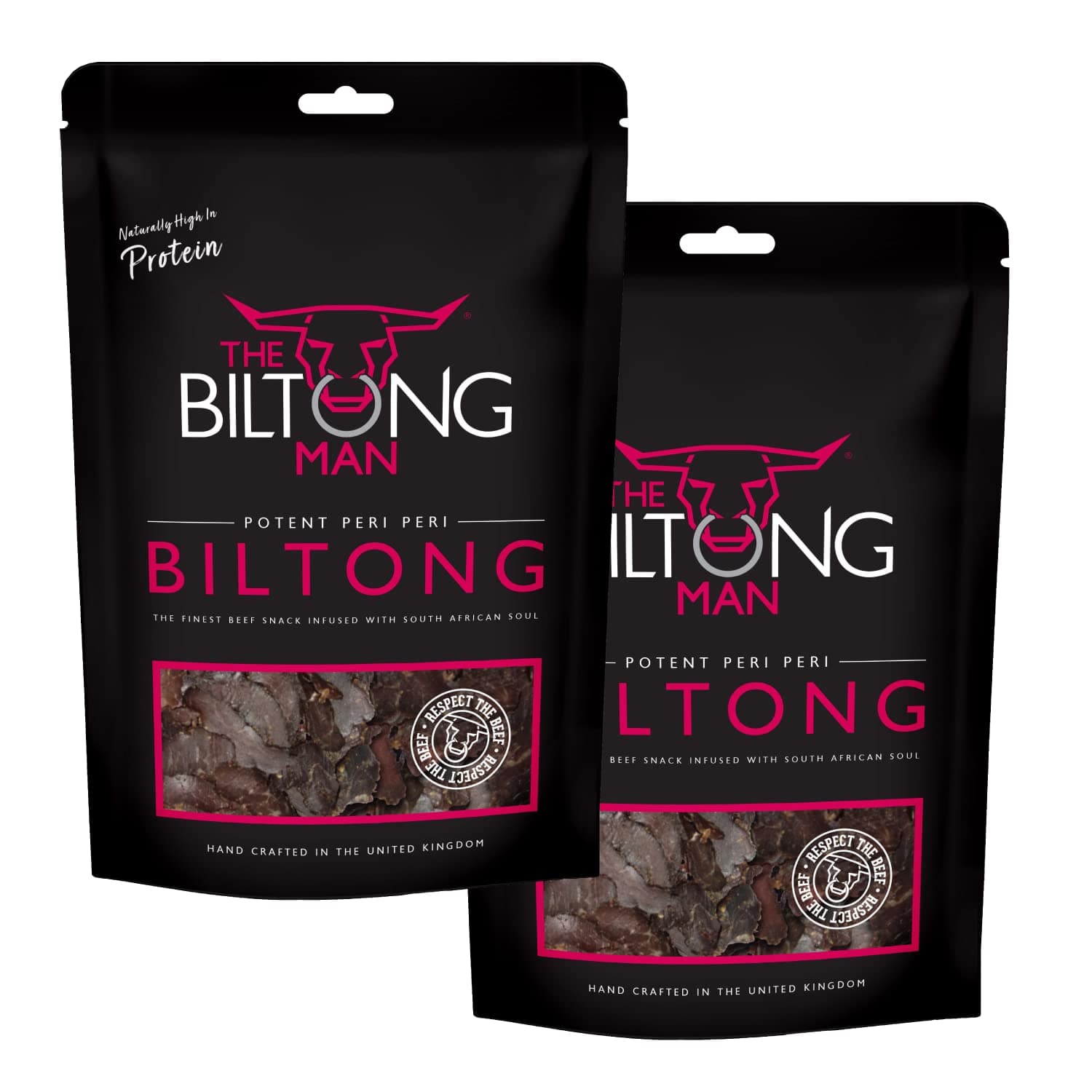 The Biltong Man Peri-Peri Beef Biltong - High-Protein Dried Beef Snack, 1000g (2 x 500g)