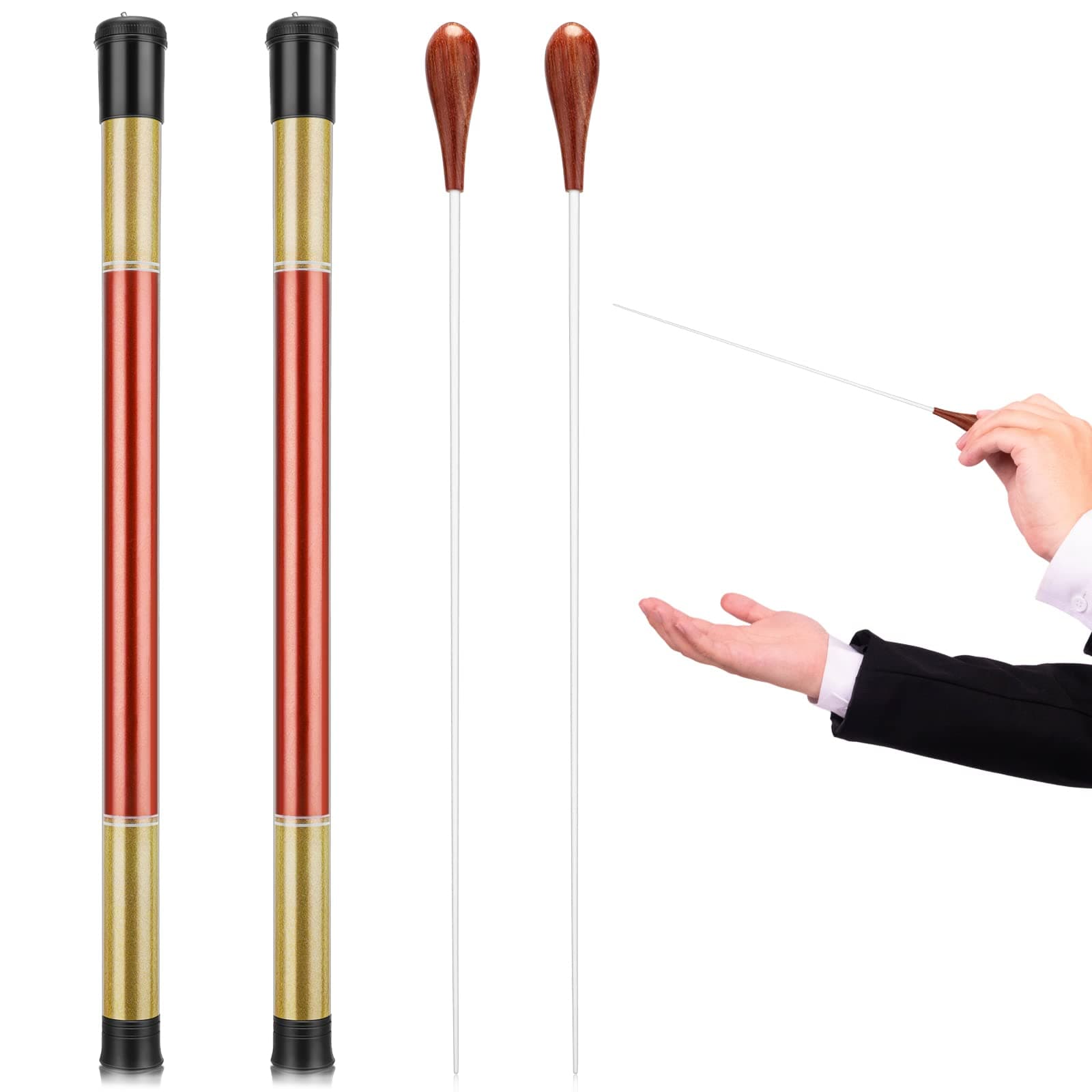 Yeshone 2 Pcs 15 Inch Music Conducting Baton with Case Conductor Baton Orchestra Rosewood Handle Music Conductor Batons Lightweight Choir Director Batons for Choral Concert(Purple)