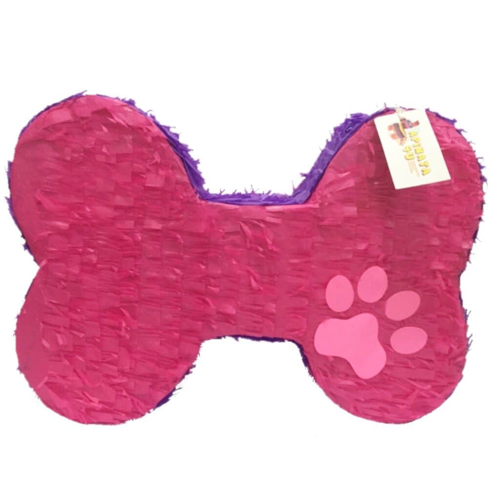 APINATA4U Dog Bone Pinata Puppy Birthday Dog Party Supplies Puppy Birthday Let's Party Woof Dog Themed Animal Themed Princess Puppy Pink Purple Paw