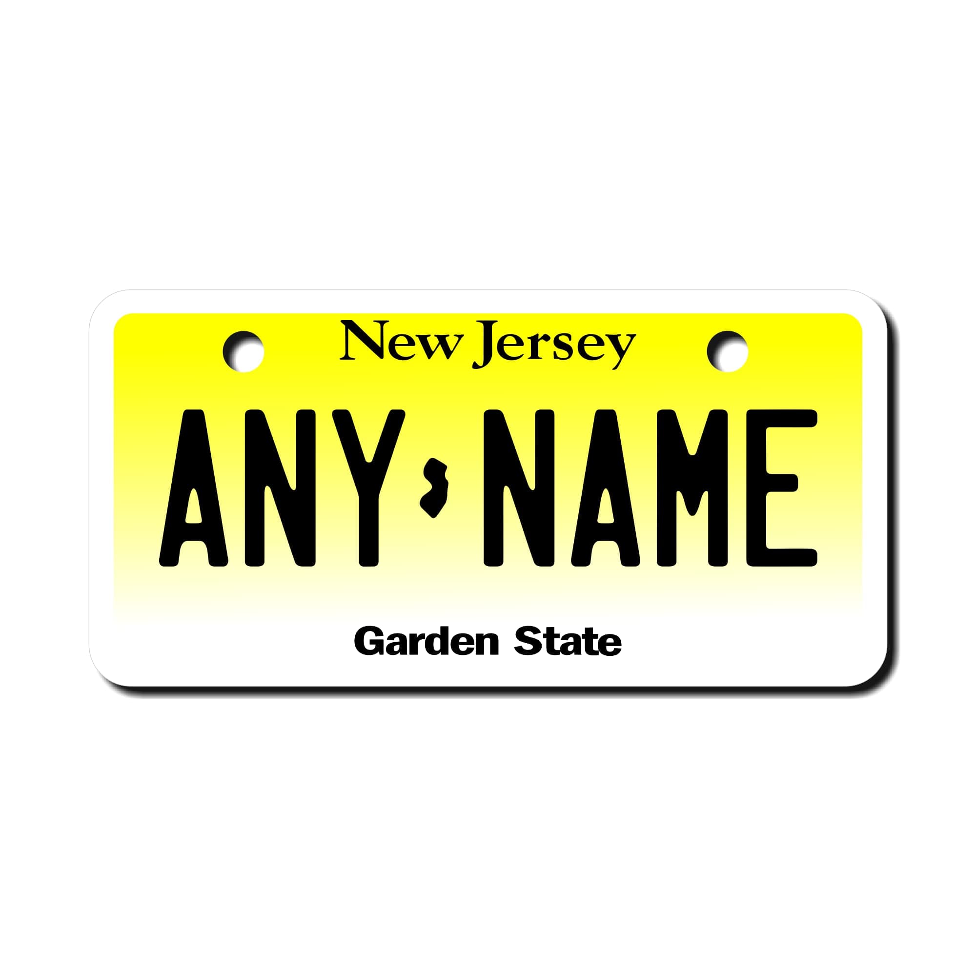 TEAMLOGO - Personalized New Jersey Souvenir License Plate - Custom Aluminum Name, Text, or Number Plate - Customized License Bike Accessories, Kids Toy Car Signs and Gift - (Ver 1, 2" x 4")