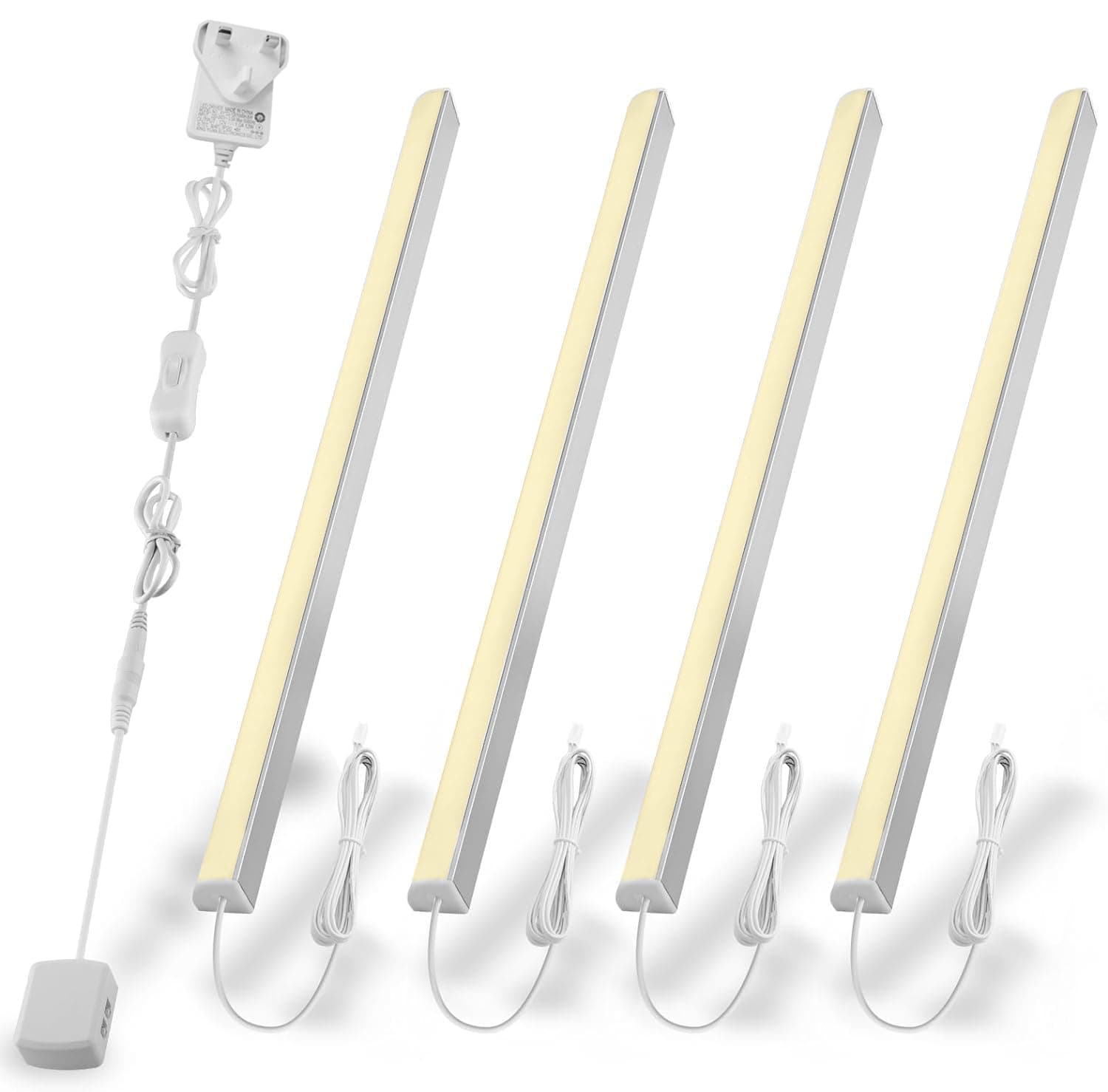 Cefrank LED Shelf Lights for Display Showcase, 4x 31cm V-Shape Led Strip Lights Kit - 1200lm 12W - Warm White 3000K