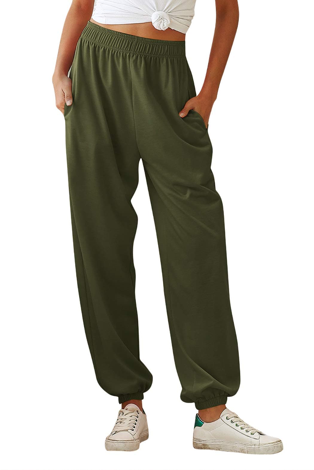 Women's Sweatpants Casual Loose Sports Jogger Pants Ladies Workout High Waist Tracksuit Bottoms Trousers with Pockets