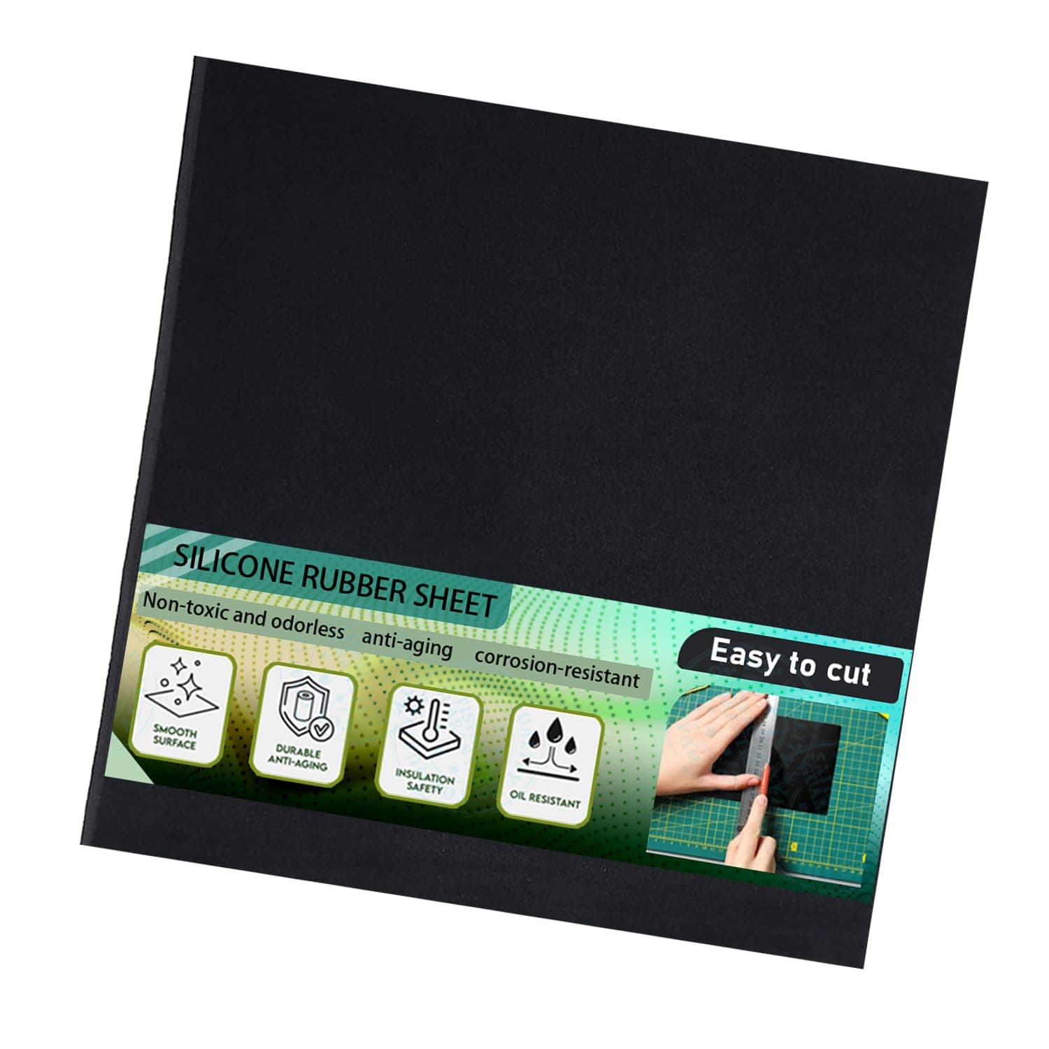 Rubber Sheet - Heavy Duty Silicone Gasket Material, 12" x 12", .125" Thickness for DIY Gaskets, Pads, Seals, Crafts, Flooring, Cushioning, Anti-Vibration