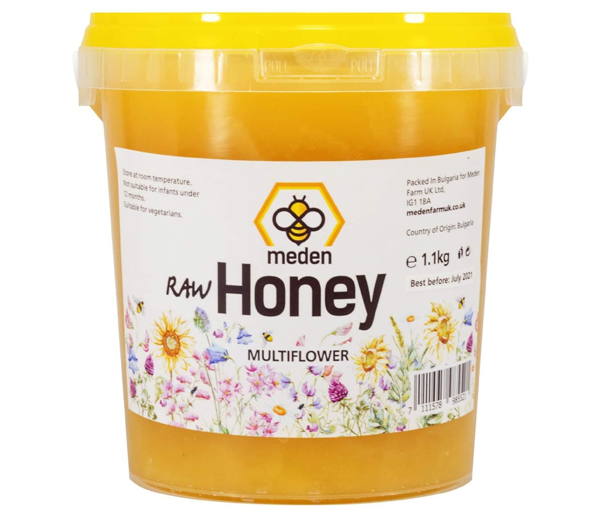 100% Raw Honey by Meden Farm - Unheated Unfiltered Crystallized Honey - 2024 Harvest - 1.1kg