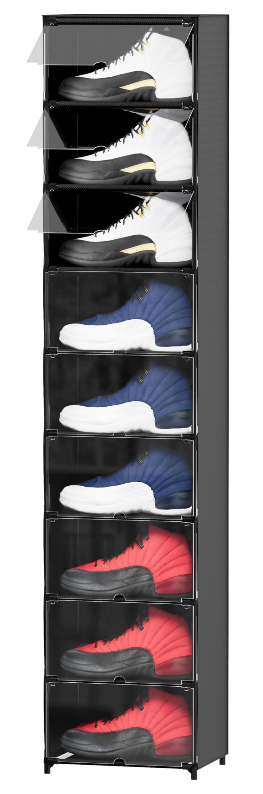 FIDUCIAL HOMEFIDUCIAL HOME Extra Large Shoe Box Storage Organizer 9 Pairs High Top Sneaker Cubby Container Bin with Clear Lid Fit Men's Size 16