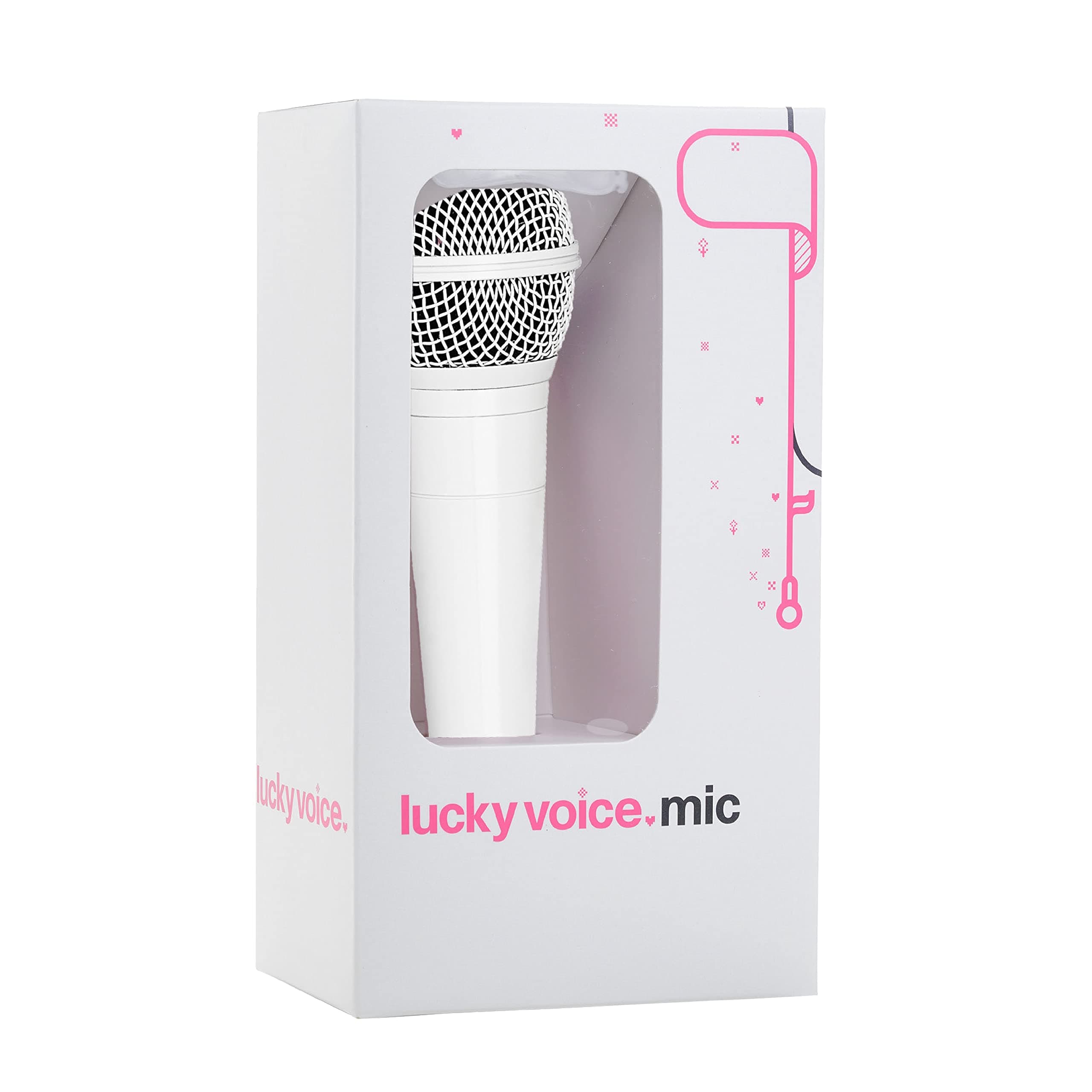 Lucky Voice Karaoke Microphone for Adults & Kids - White - Portable Handheld Mic for Karaoke Machines, PA Systems, Speaker Amps - 5m Long Cable