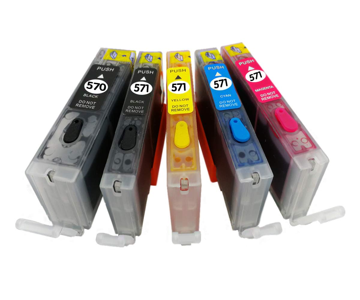 Full Rechargeable Ink Cartridge Replacement for PGI-570XL CLI-571XL,Work with PIXMA MG5750 MG5751 MG5752 MG5753 MG6850 MG6851 MG6852 MG6853 Printer
