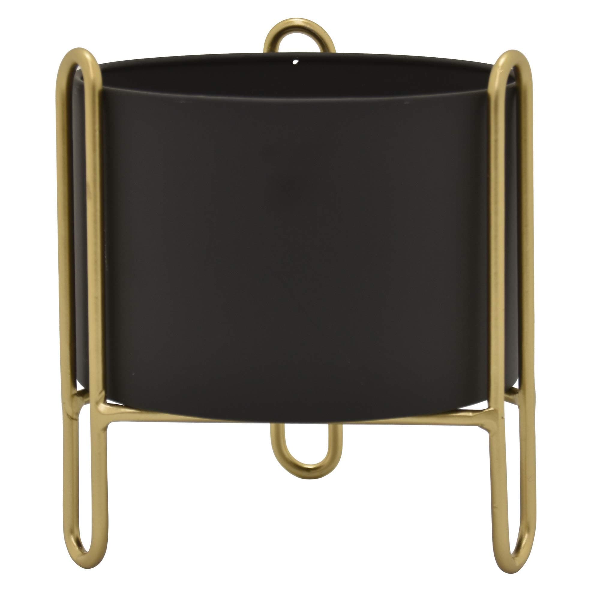 Three Hands Black Planter W/Stand Metal L x 6in W x 7in H