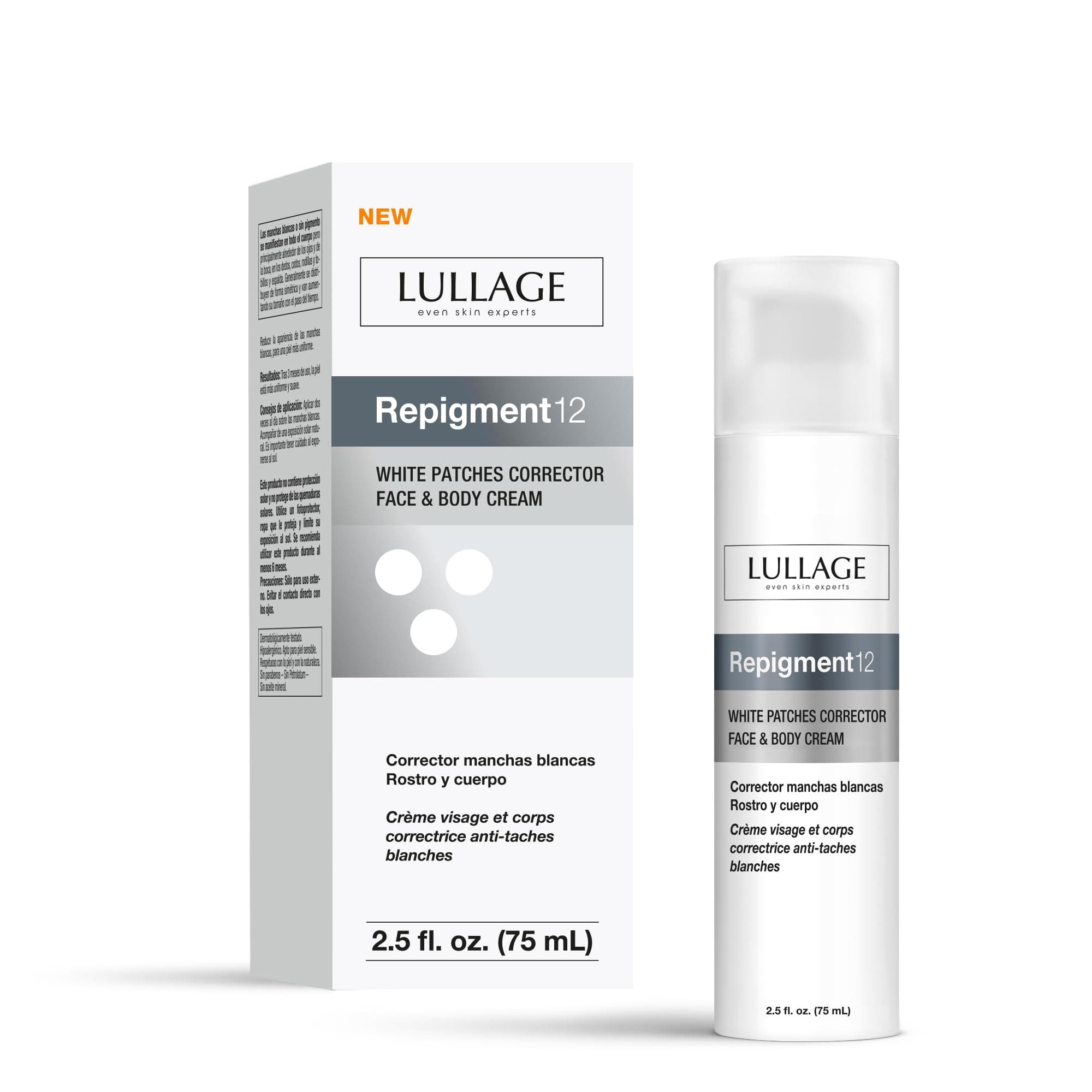 LULLAGE Repigment12 White Patches Corrector Cream for Dry Skin and Sensitive Skin, Paraben-Free Repigmentation Face and Body Cream for Women and Men, 2.5 Fl Oz
