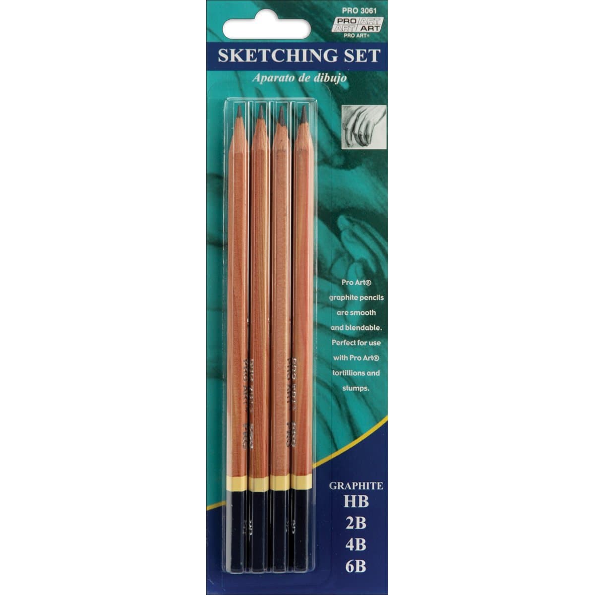 Pro-Art Parrot 54119-197Pro-Art PA306100 Sketching Pencils 4/Pkg-HB, 2B, 4B, 6B (456023)