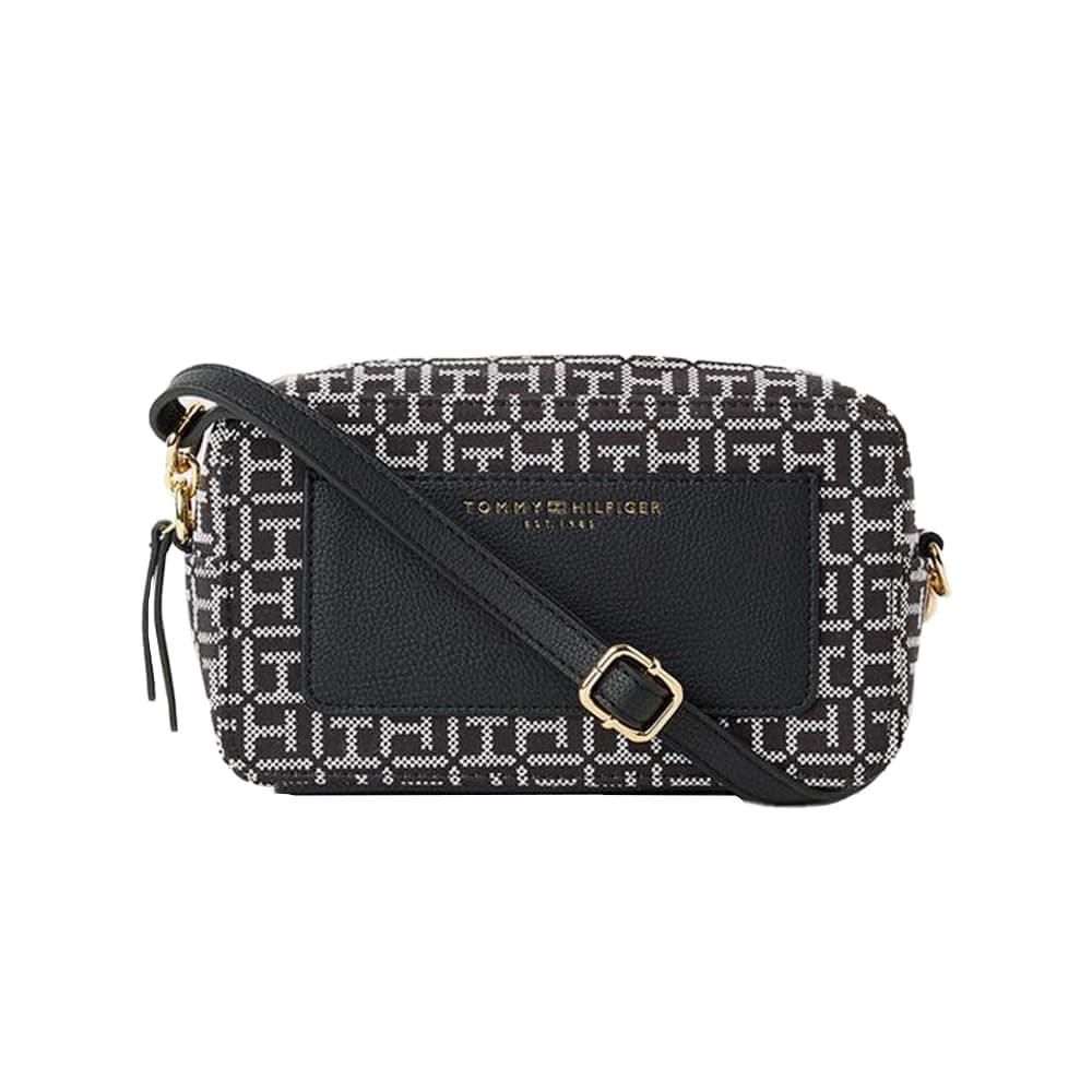 Tommy Hilfiger Jacquard Zipper Closure Women's Casual Sling Bag (BLACK, XL)