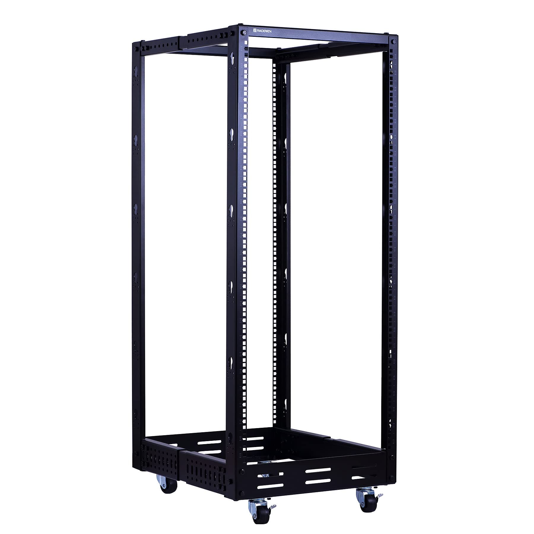 RackPath 25U Open Frame Server Rack – Heavy Duty 4 Post Adjustable Depth with Casters