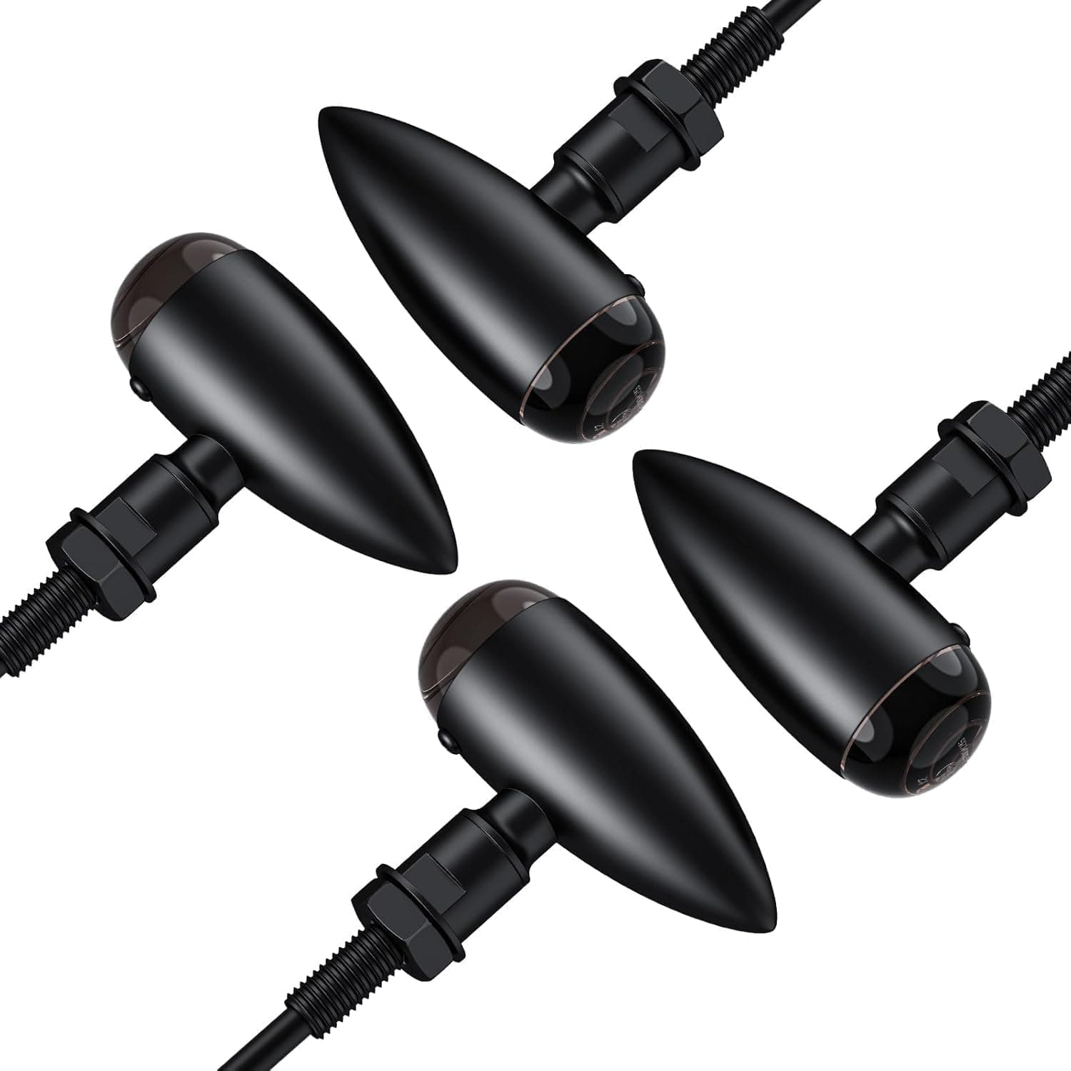 Justech 4 PCS Motorcycle Indicators Amber, Universal Turn Signal Lights Bullet Shaped, Motorbike Blinker Lights 12V Motorcycle Scooter Sportster Quad Off Road Custom Bobber Chopper Cruiser