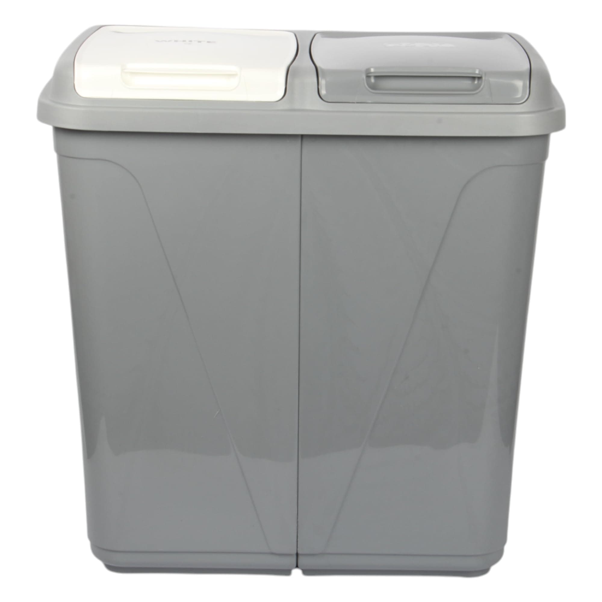 Jolie Max 90L Kitchen Bin - Dual Compartment Rubbish & Recycling - Laundry Basket (Solid Grey)