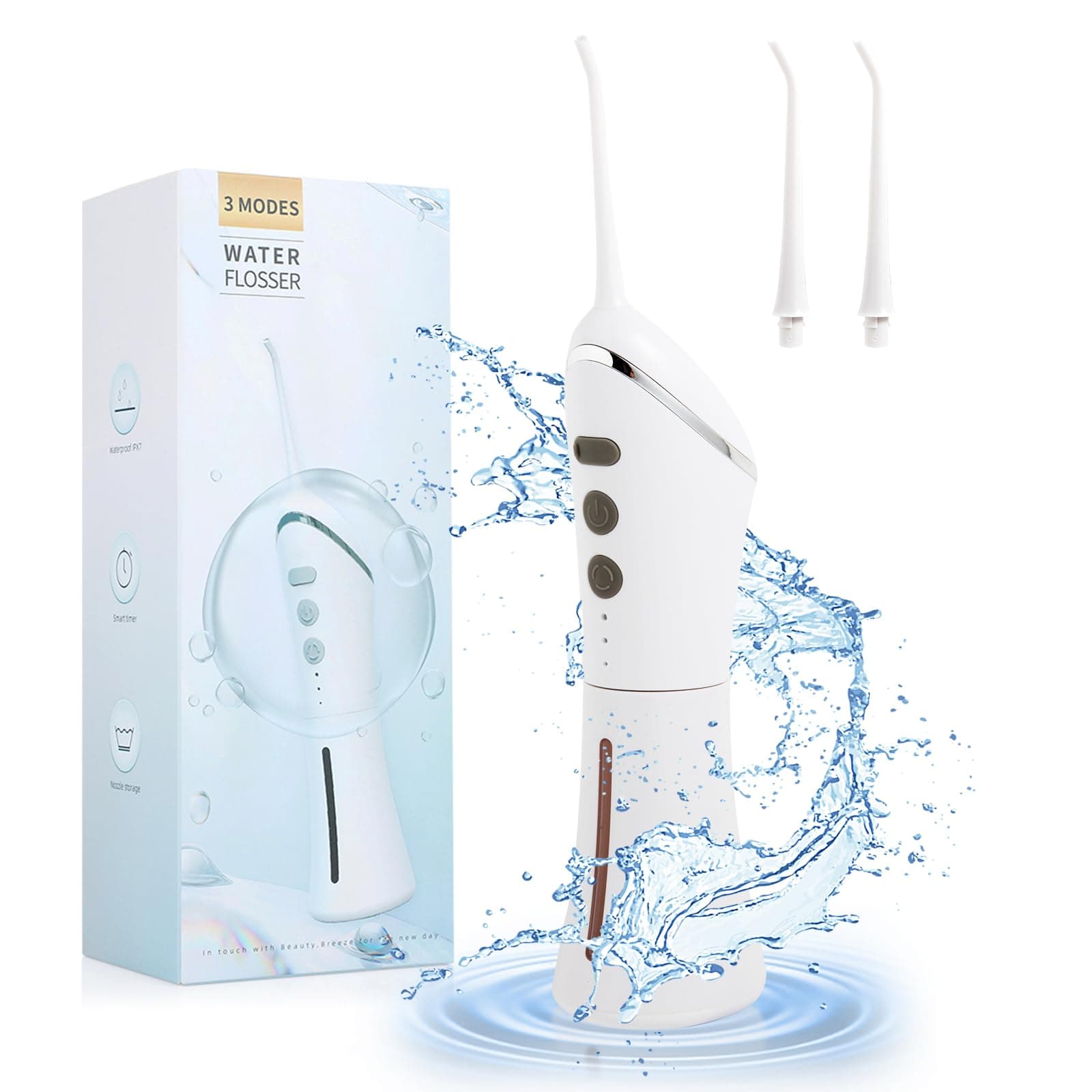Cordless Advanced Water Flosser for Teeth - LAIREG 3 Modes Dental Oral Irrigator - Portable and Rechargeable IPX7 Waterproof Powerful Battery Life Water Teeth Cleaner Picks for Home Travel