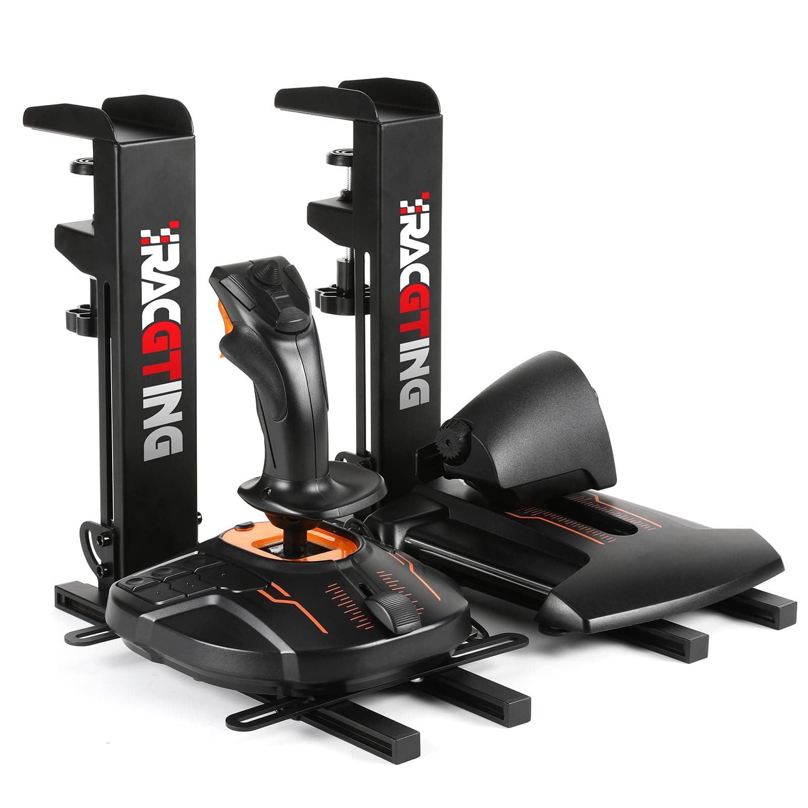 RACGTING Hotas Mount,Installation-free Joystick Mount for Flight Sim Game Throttle and Hotas Systems,Hotas Desk Mount with Installation Bolts ＆ Install Manual (2 PCS Black)