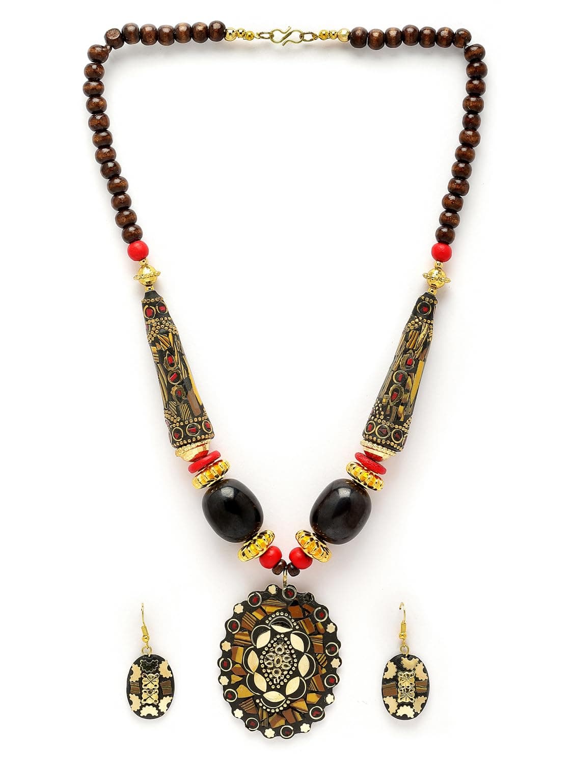 Shining Diva Fashion Latest Stylish Traditional Tibetan Pendant Necklace Jewellery Set for Women