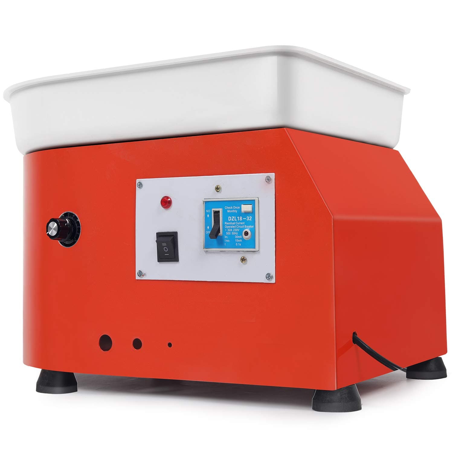 350W Pottery Forming Machine Pottery Wheel 25cm with ABS Basin Electric Pottery Wheel 110V for Ceramic Work Clay Art Craft (Red)