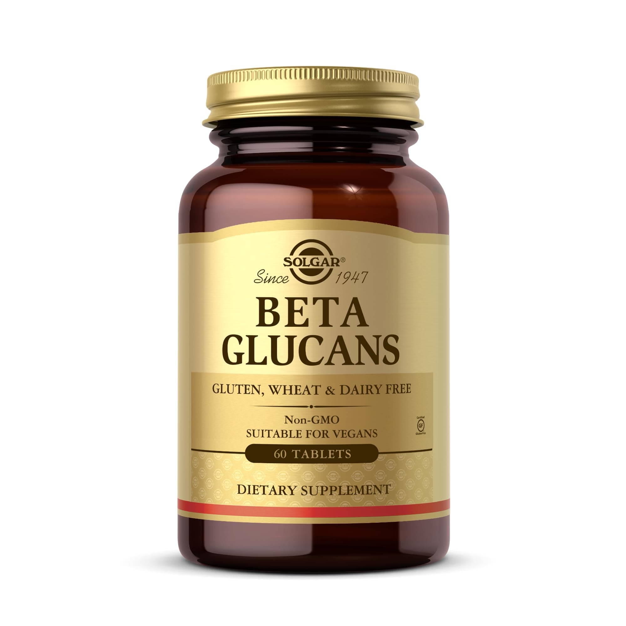 Beta 1,3 Glucans Tablets - Pack of 60 - Supports Daily Wellbeing - for Cholesterol and Cardiovascular Health - Vegan and Gluten Free, Gold