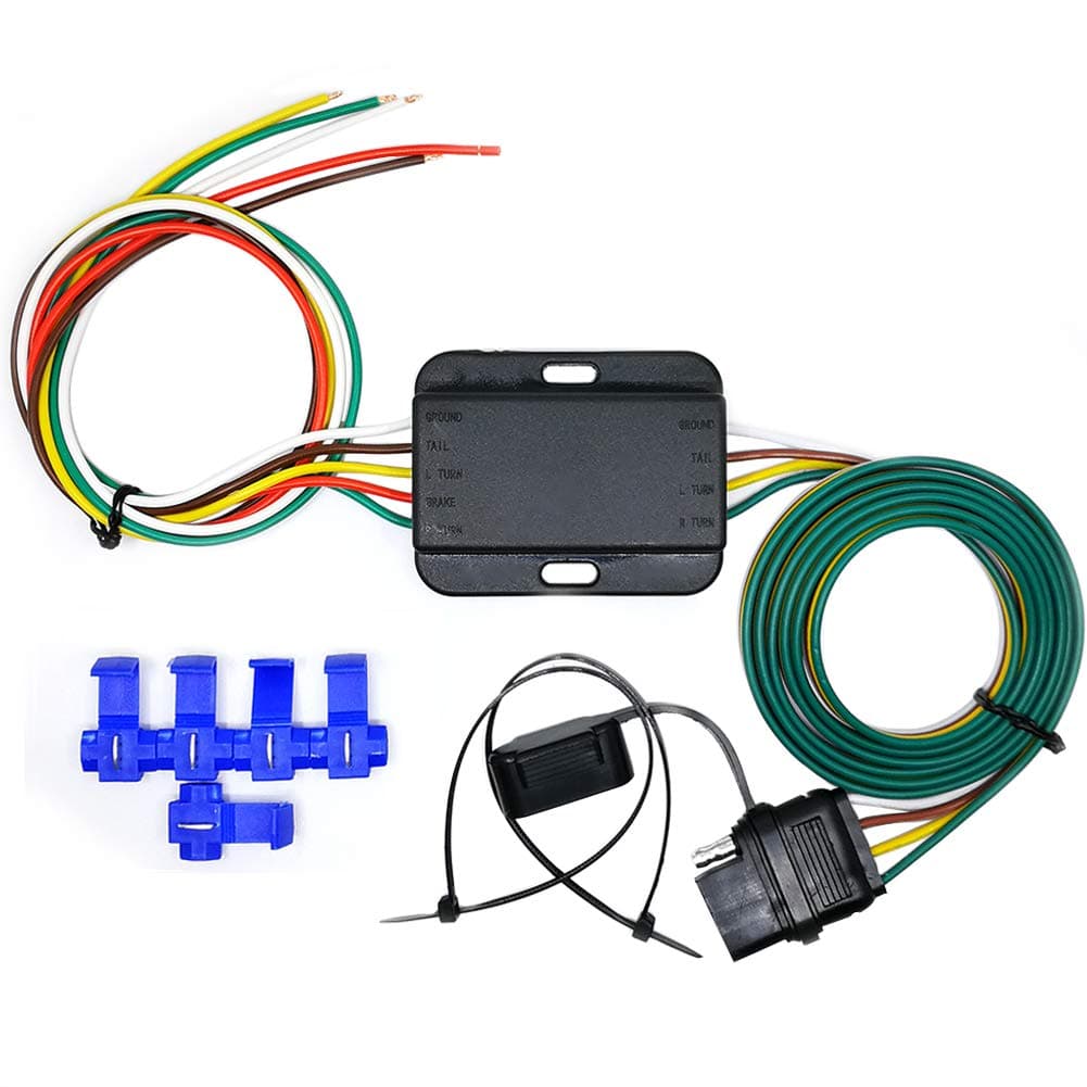 Non-Powered Taillight Converter with 20" Inches Leads and 60" Inches 4-Wire Flat Extension Vehicle End Connector