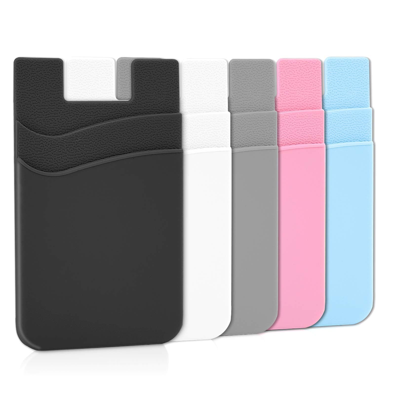 Senose Phone Wallet, Card Holder for Back of Phone Stick on Cellphone Cases Great Storage Compatible for iPhone/Android/Samsung Galaxy Pack of 5