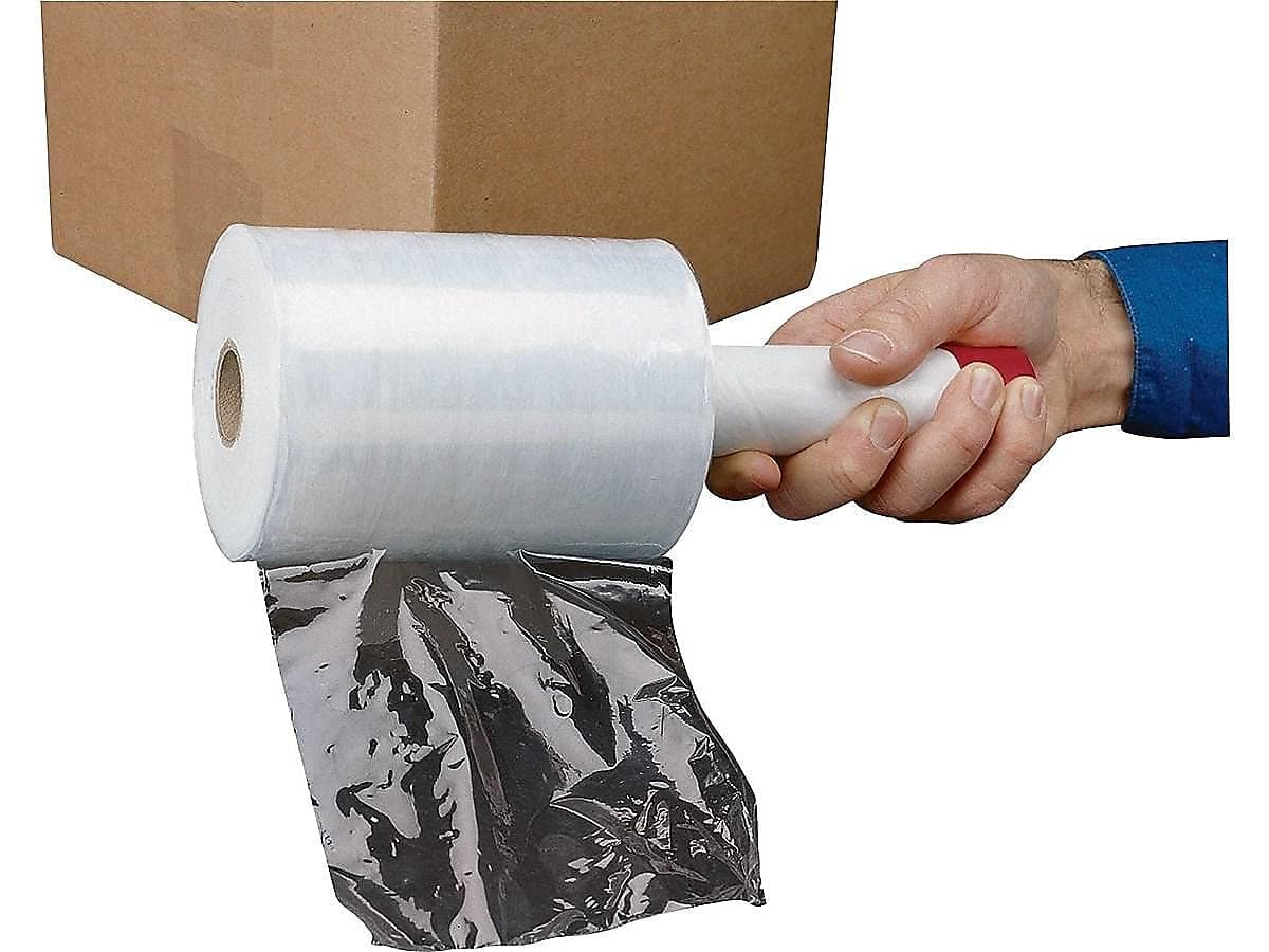 PrimetacMINI80 5x1000 CL Stretch Banding Film on 3" Core with 1 Plastic Handle, 1000' Length, 5" Width, 80 Gauge, Clear (Pack of 13)
