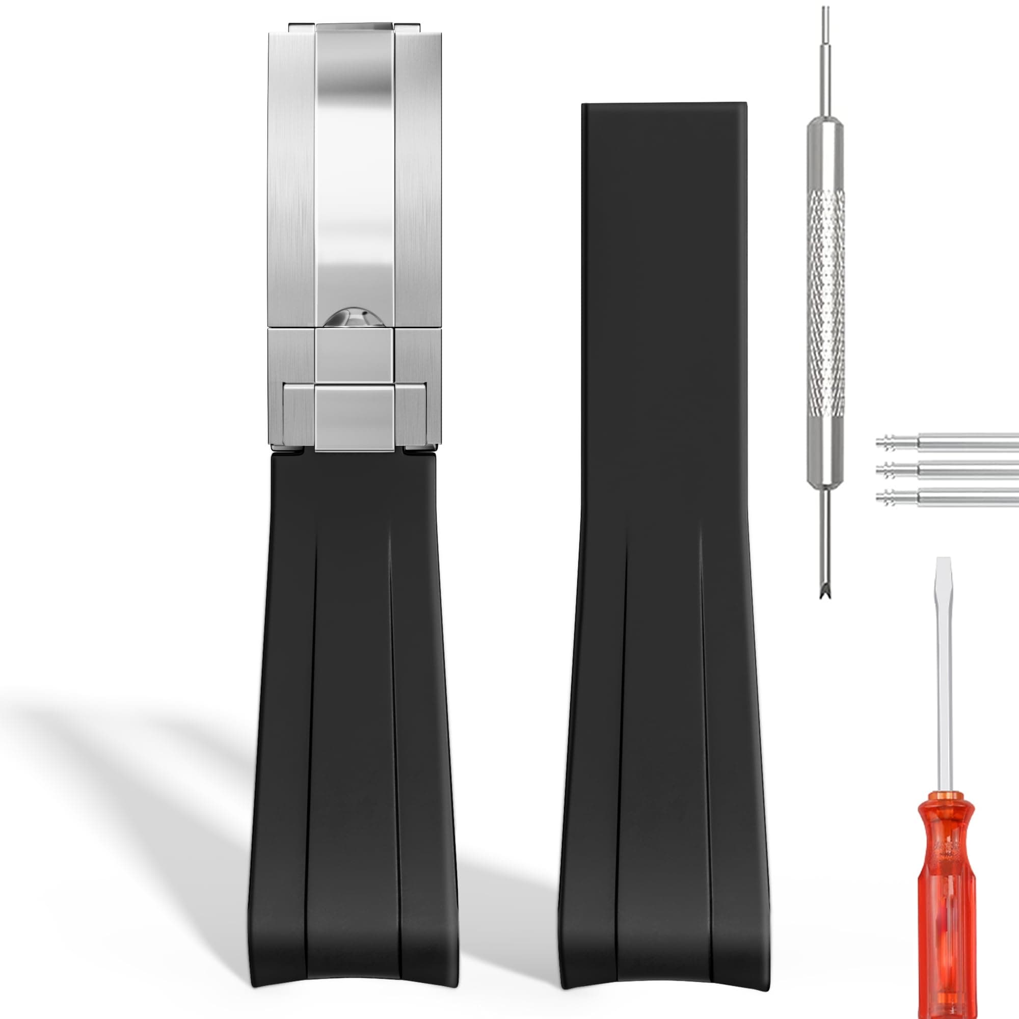 20mm Watch Band for Rolex Rubber Strap 20mm for Men & Women Watches-Replacement Curved Lug End Watch Strap Colors:Black, Blue,Green 20mm 21mm