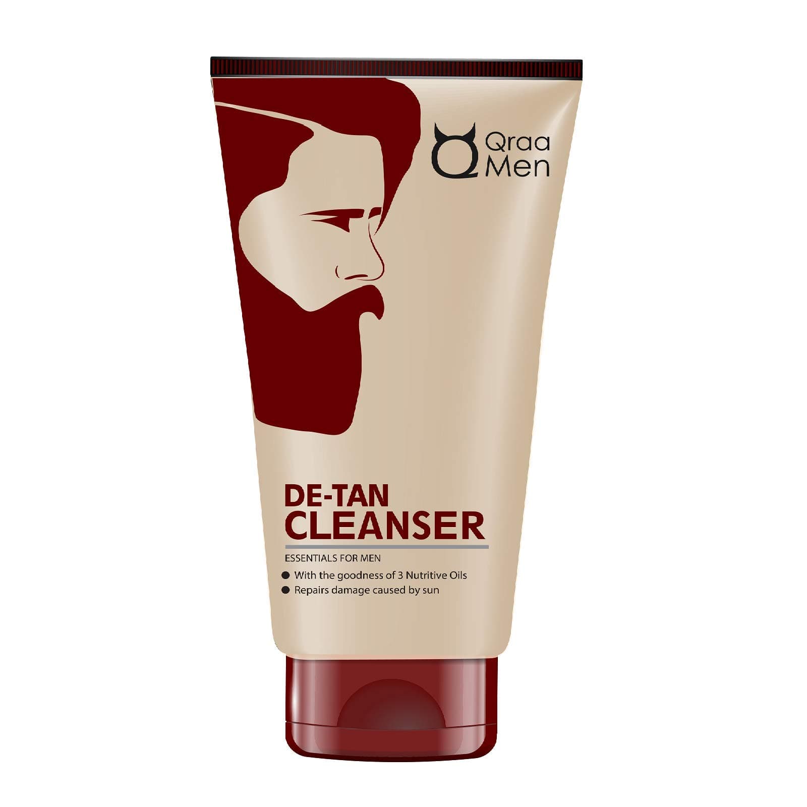 Qraa Men De-Tan Cleanser For Skin Lightening & Brightening | Dirt & Blackhead Removal |Tan Removal Face Cleanser, Scrub & Pack | 100gm