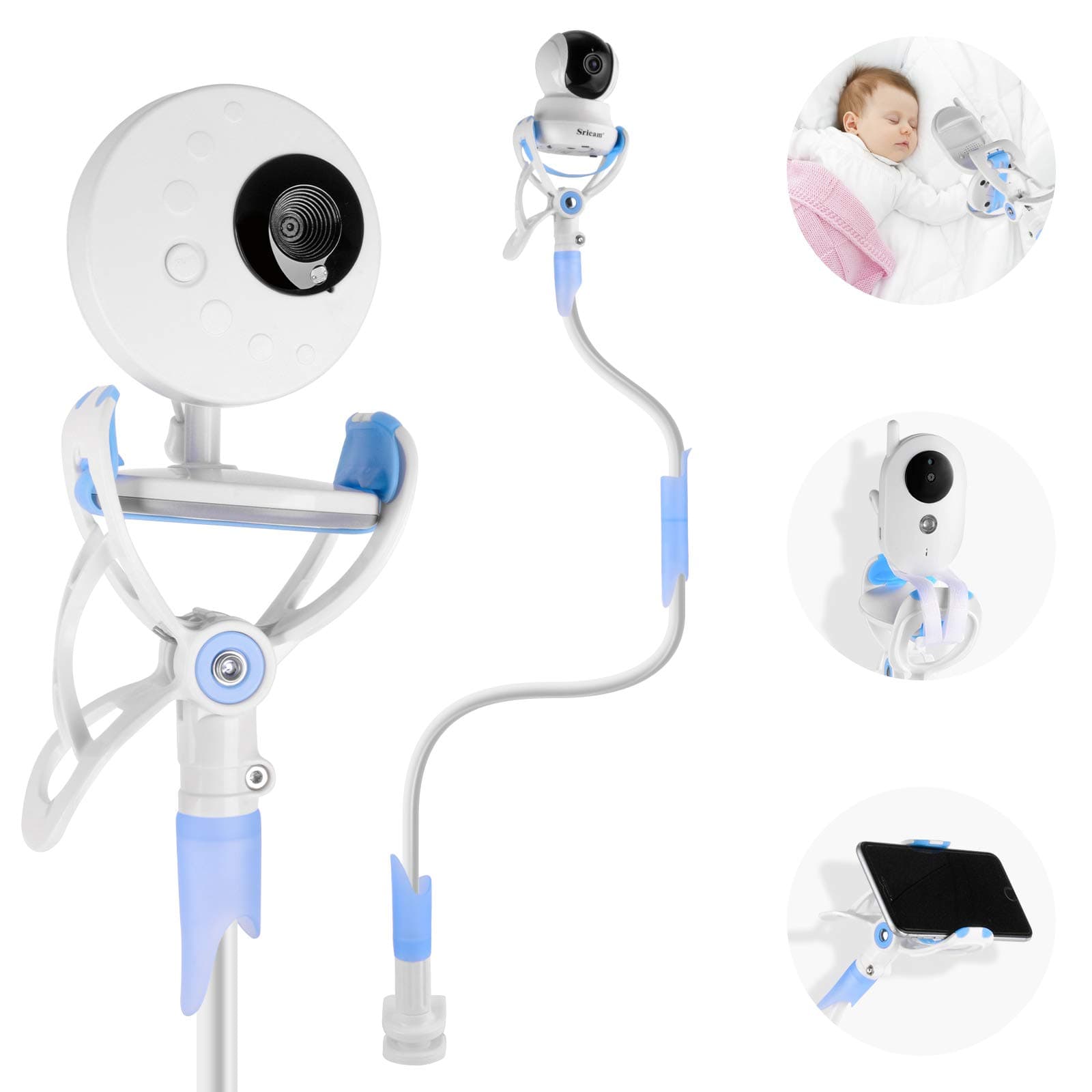 Universal Baby Monitor Mount Baby Camera Holder, Infant Video Monitor Holder and Flexible Camera Stand for Most Baby Monitors
