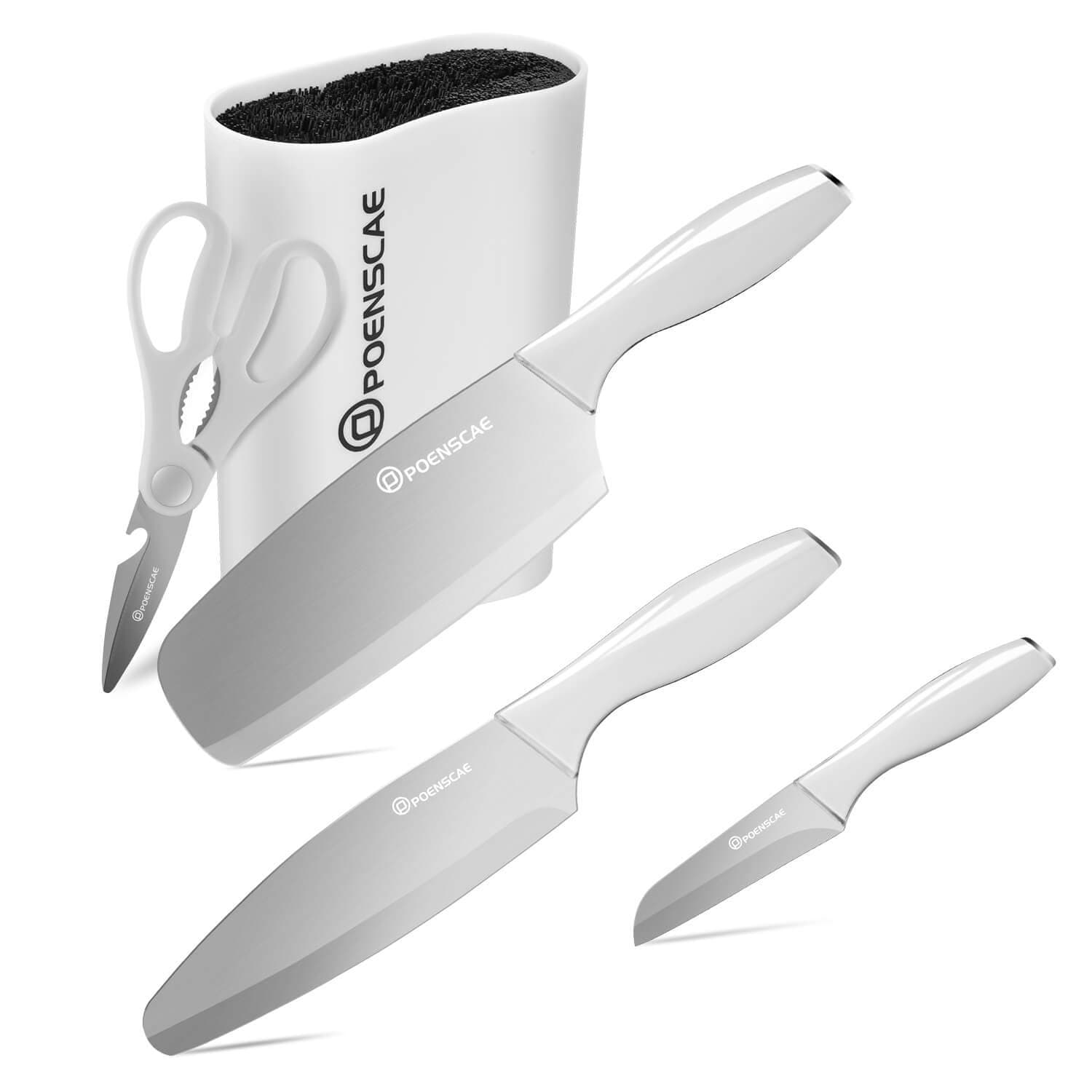 Kitchen Knife Set，Stainless Steel Knife Set with Block，5 Piece Block Knife Set with Germany Stainless Steel Forged, S Series SS001