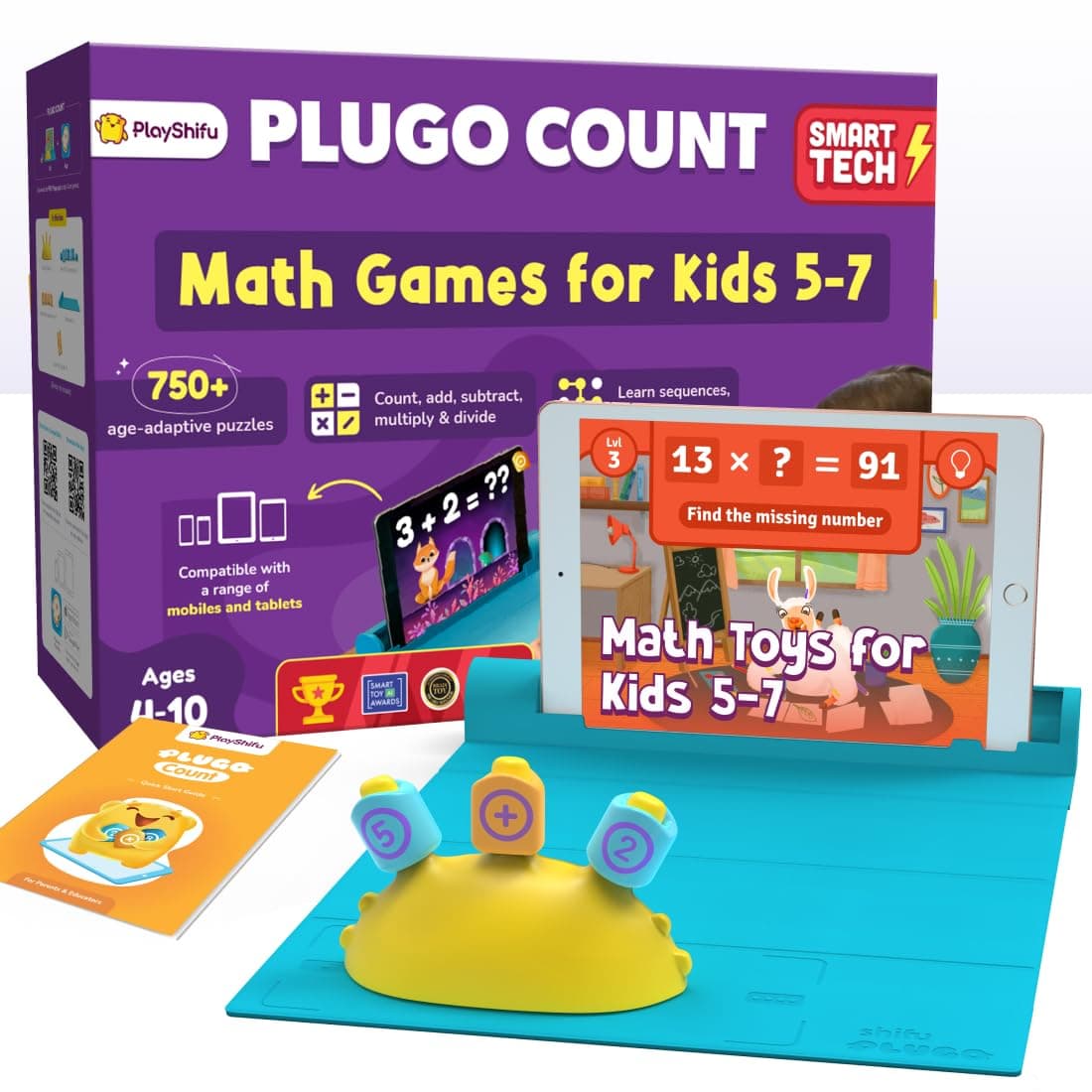 PlayShifu Math Games for Kids – Plugo Count | Tech-Powered Educational STEM Toy with Numbers & Operators | Fun Math Kit for Boys & Girls Ages 4–10 | Learning Gift for Children