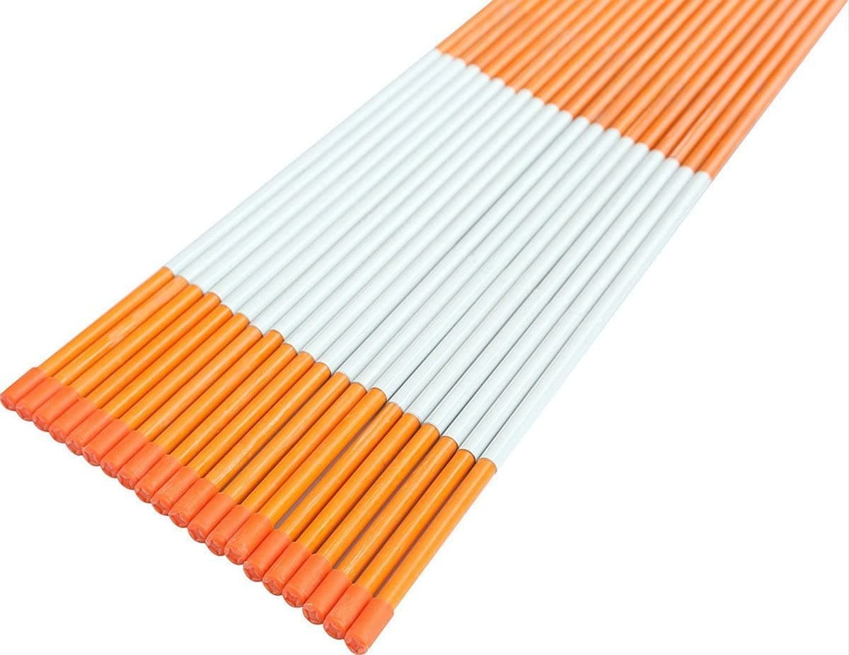 FiberMarker Reflective Driveway Markers 36 Inch Orange with Reflective Tape Driveway Reflectors 1/4-Inch Dia 20 Pack Solid Snow Poles