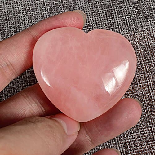 Big Size 45mm Healing Natural Carved Crystal Rose Quartz Heart Love Palm Worry Stone Puff Heart Chakra Reiki