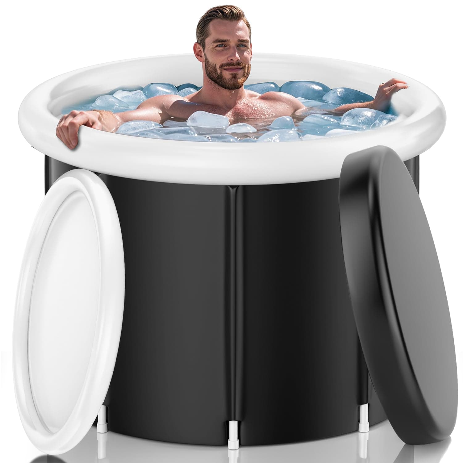 110 Gal Ice Bath Tub for Athletes - Insulated Cold Plunge Tub with Cover, XL Portable Foldable Ice Pod for Home, Gym & Outdoor Recovery, Cold Therapy Tub