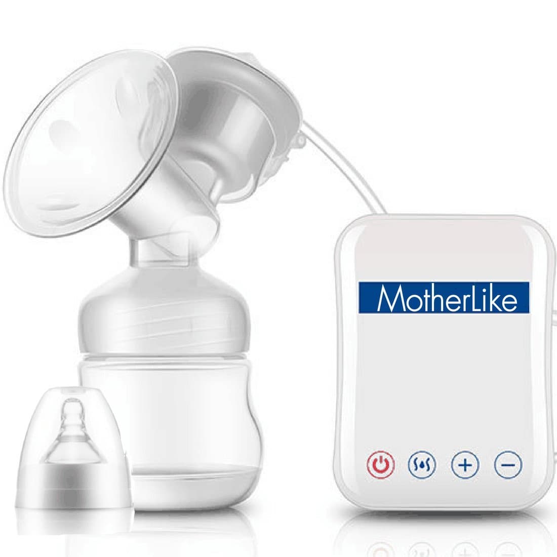 MotherLike Novel Electric Anti Backflow, Super-Quiet Breast Pump with Feeding Bottle (White) -14 Gears