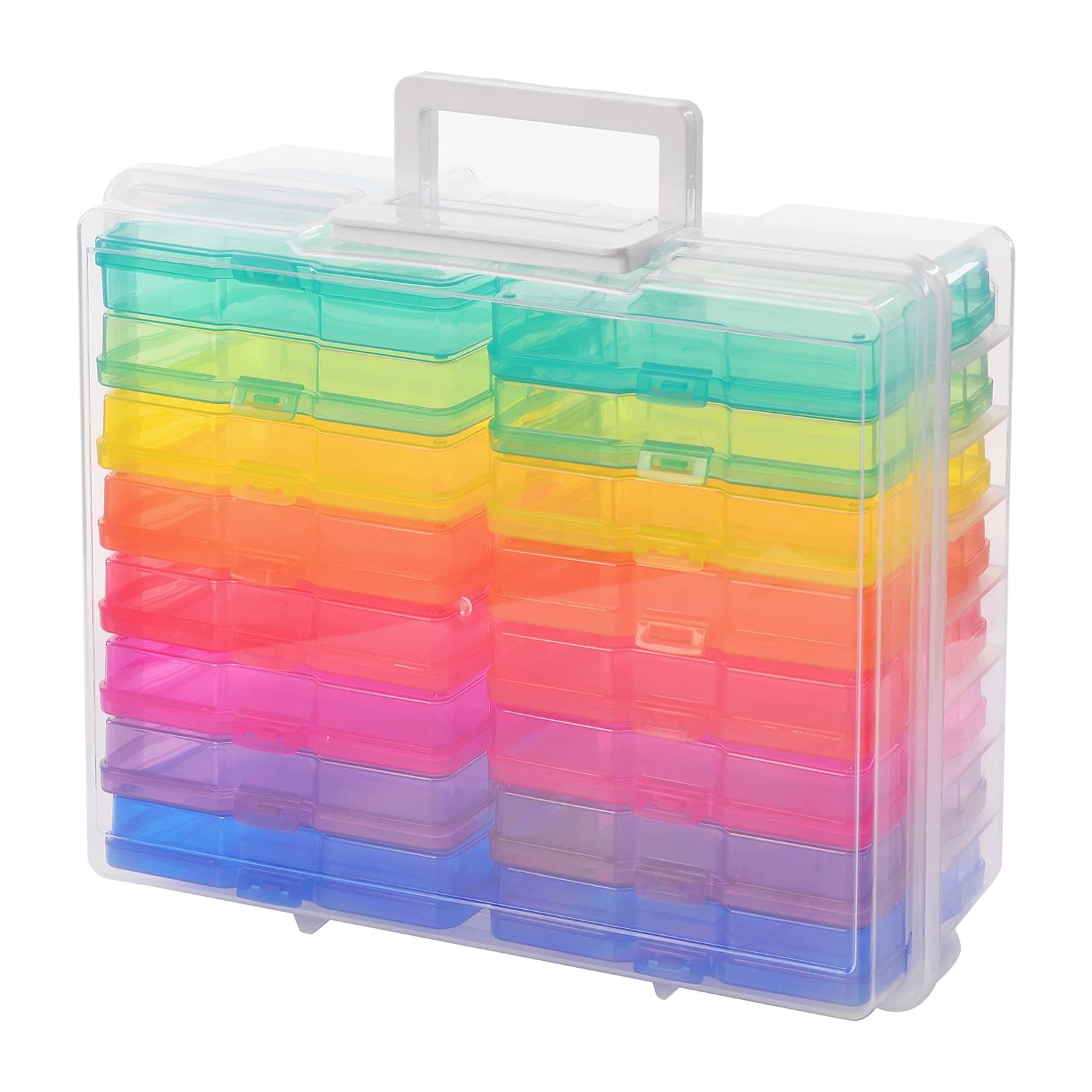 Zuvo 6 Inch x 4 Inch Storage Box with 16 Cases and Labels, Multicolour