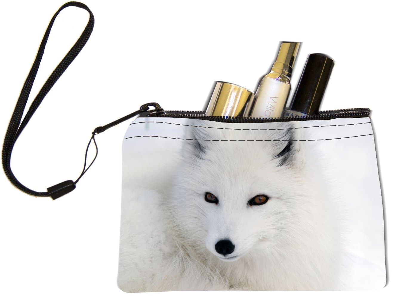 Rikki Knight® White Arctic Fox Close-Up Design Keys Coins Cards Cosmetic Mini Clutch Wristlet