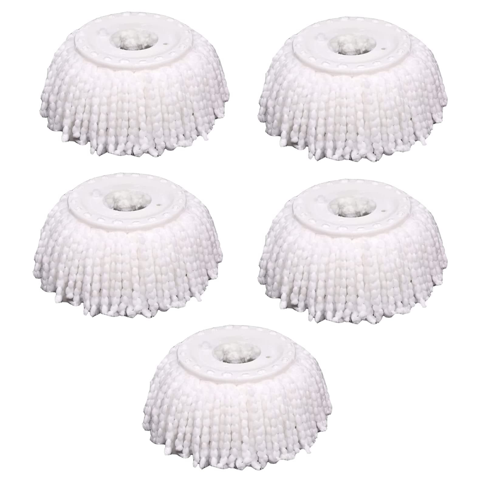 YWSHF 5Pcs White Microfiber Replacement Mop Head Spin Mop Head Replacement 5-Pack, Microfiber Refill Heads Universal For 360 Spin Magic Mopping, Round Shape Standard Size