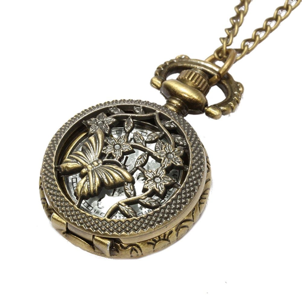 TheBigThumb Unisex Antique Owl Pendant Analogue Quartz Pocket Watch with Necklace Gift