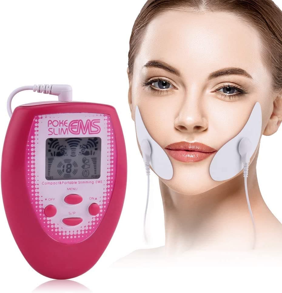 GUBAOPQLA Mini TENS EMS Electric Facial Slimming Massager Muscle Stimulation 2pcs Electrode Face Sticker 2 Cheek Sticker [Energy Class A]