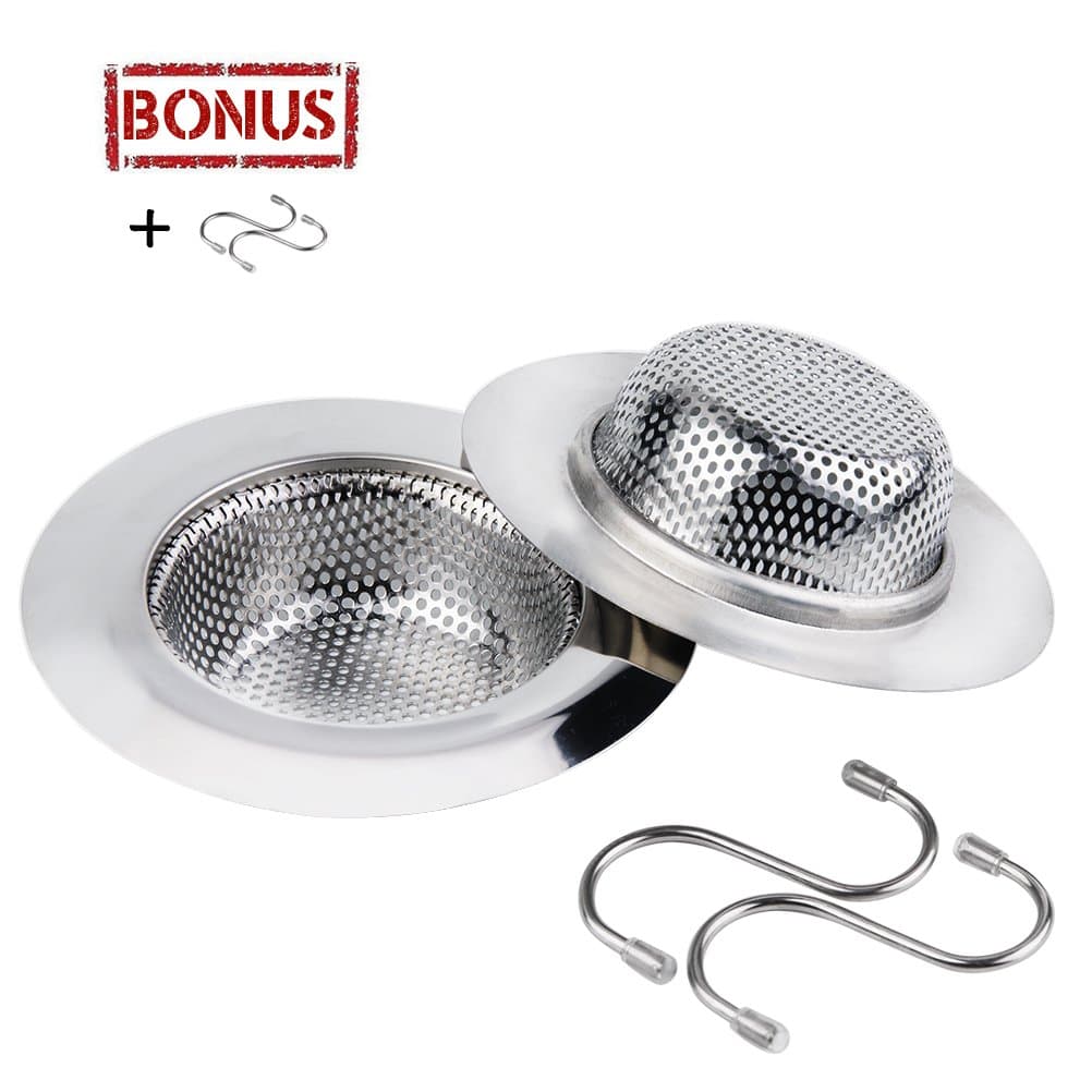 2PCS Kitchen Sink Strainer - Hulegny Stainless Steel Kitchen Sink Strainer Drain Filter Strainer Stainless Steel