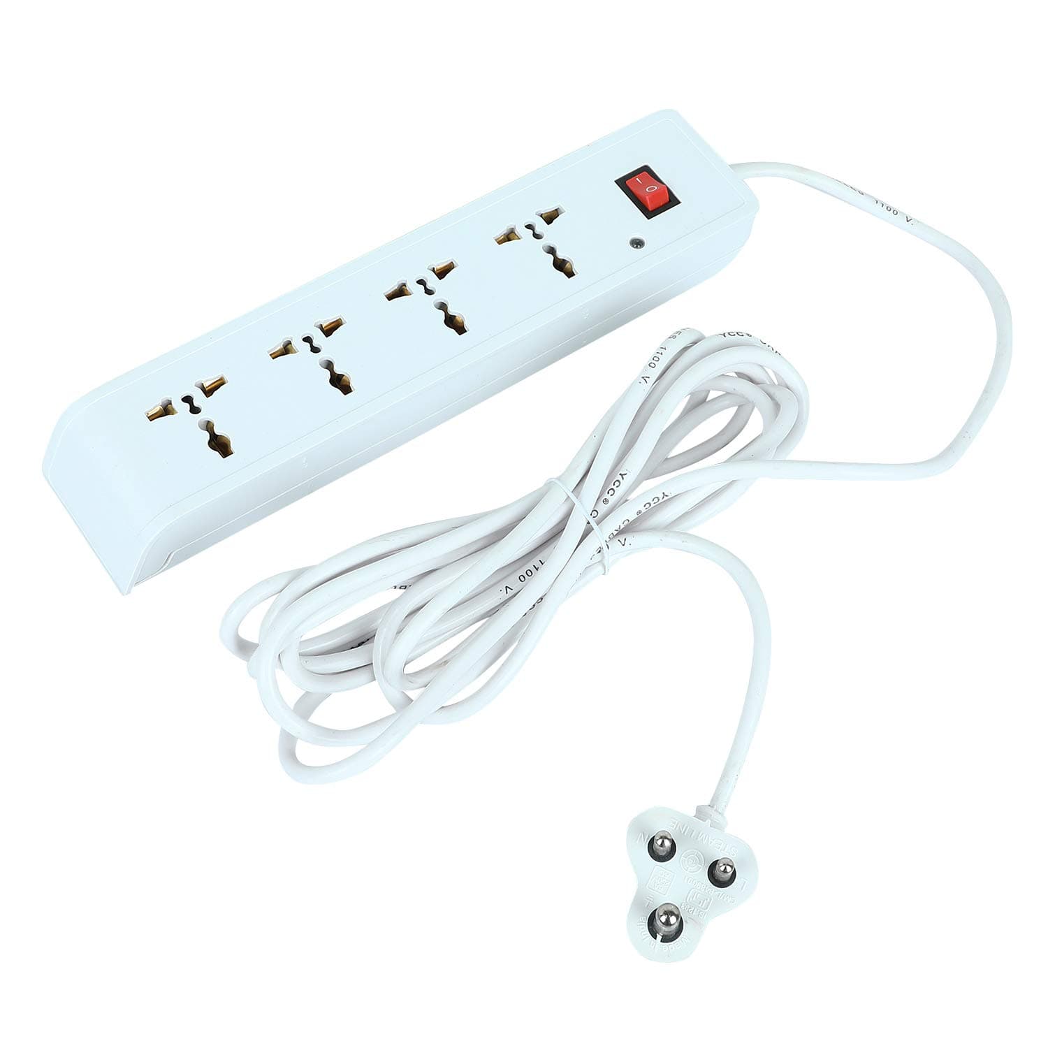 CADEAU 240 volts Extension Board 4 Meter Long Wire with 1 Master Switch and 4 Socket Surge Protector with LED Indicator CADEAU Extension Board (White)