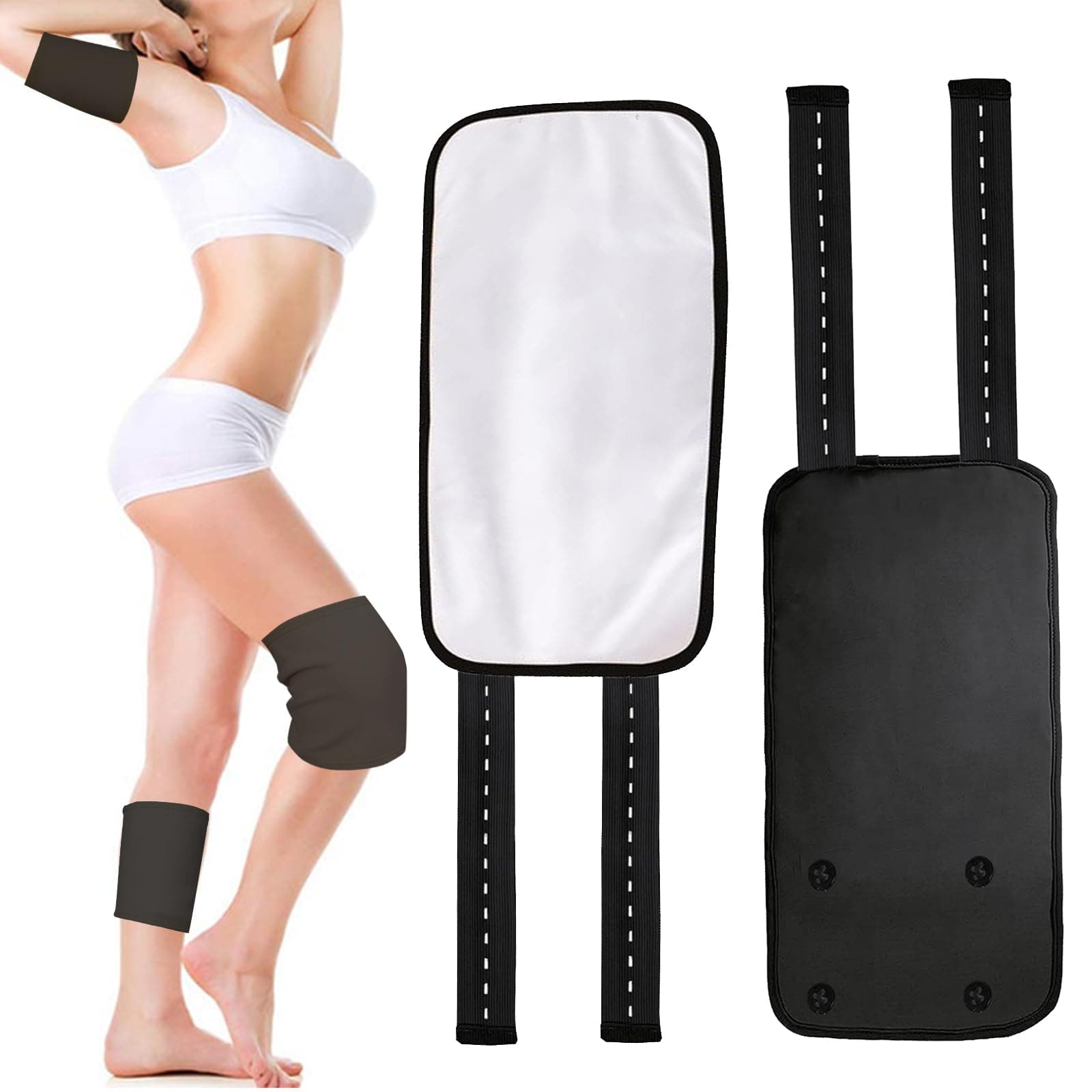 2 Pack Castor Oil Pack Wrap for Arm, Calf, Knee, Washable Reusable Castor Oil Pack Kits, Adjustable Elastic Strap